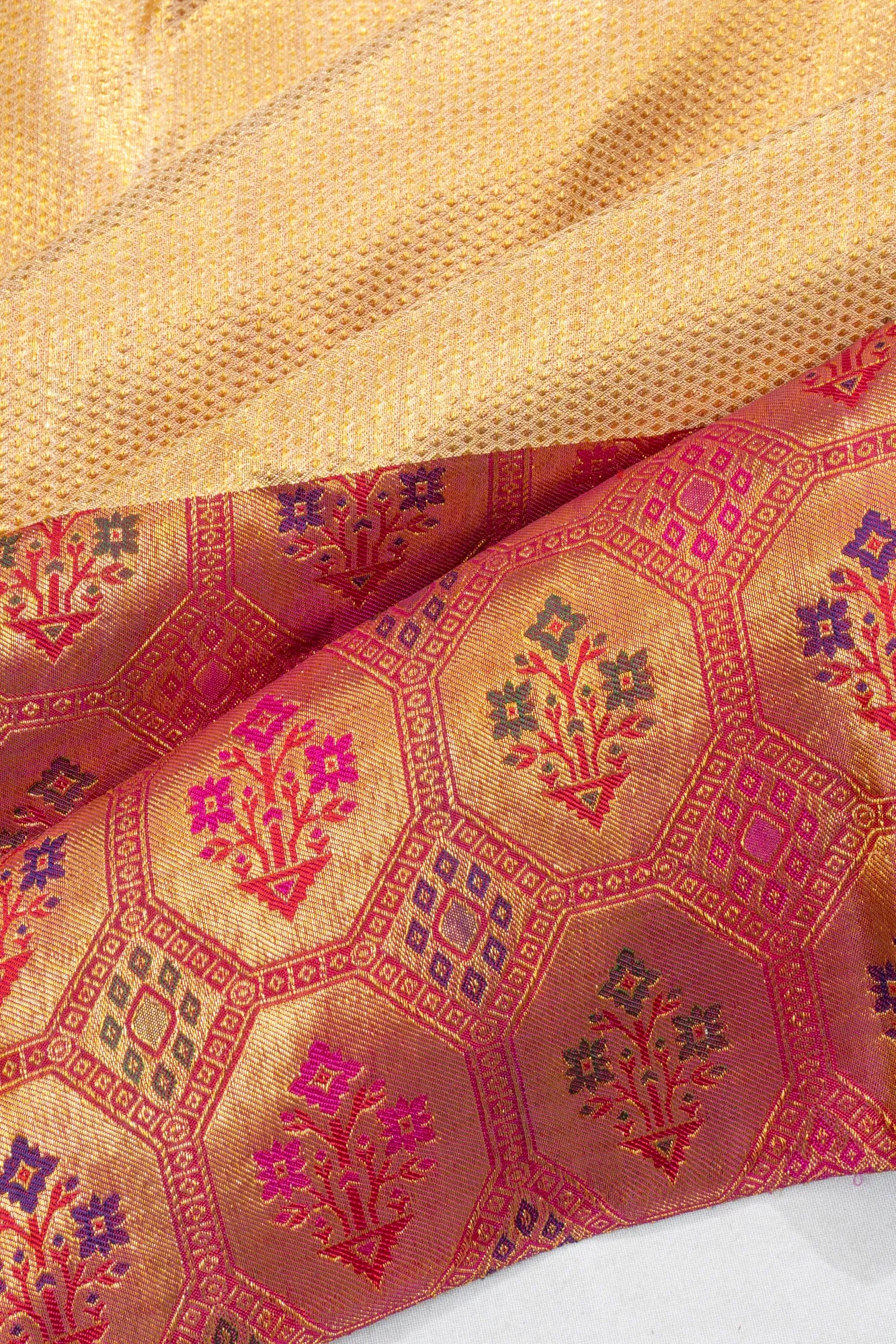 Kanchipuram Silk Tissue Brocade Gold Saree