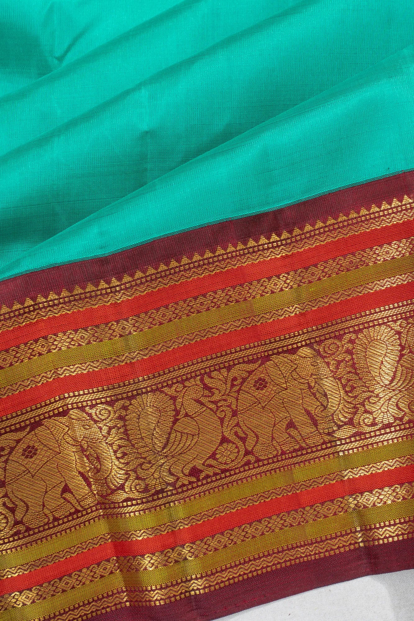 Classic Kanchipuram Silk Plain Sky Blue Saree