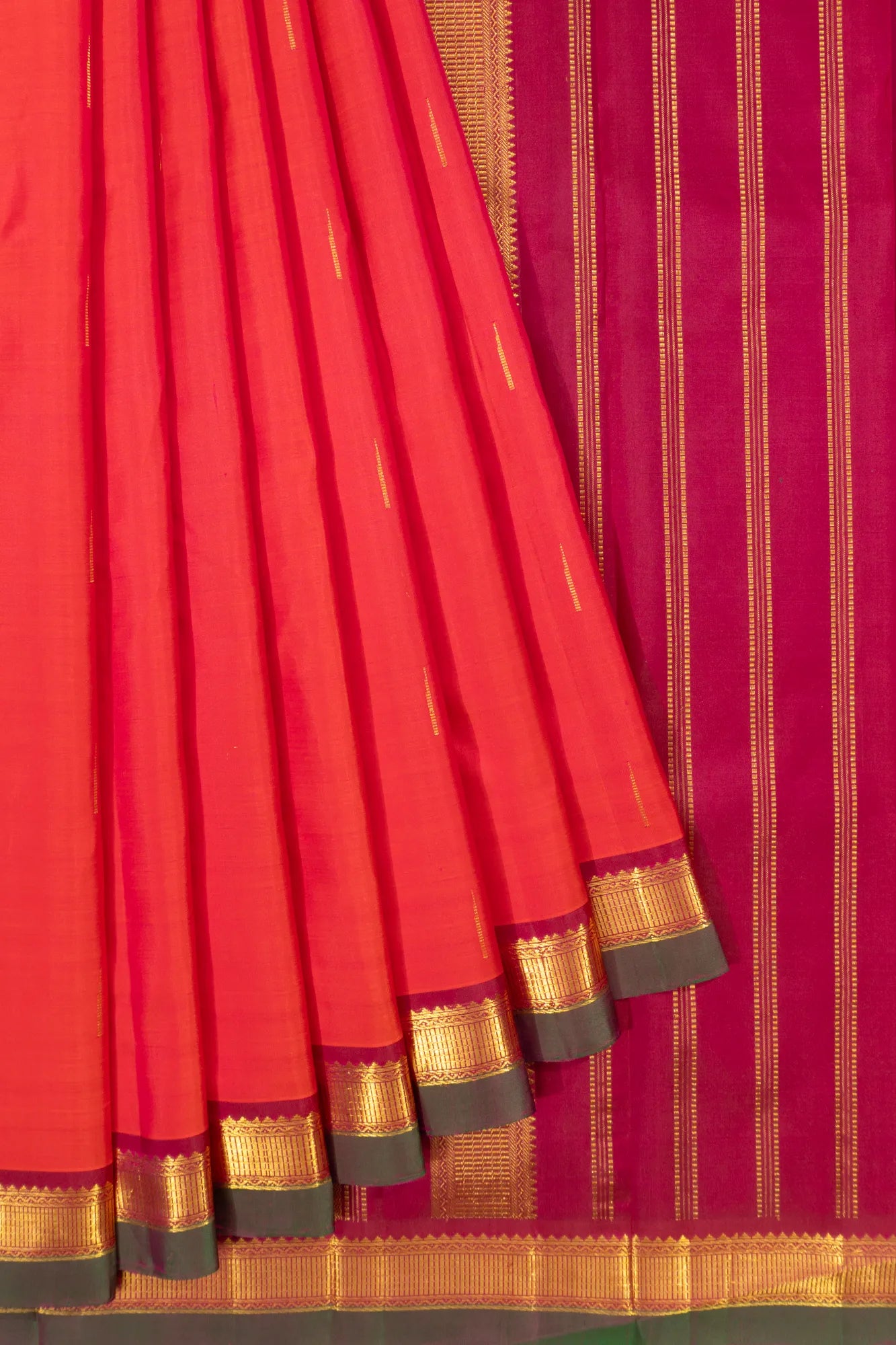 Classic Kanchipuram Silk Butta Reddish Pink Saree