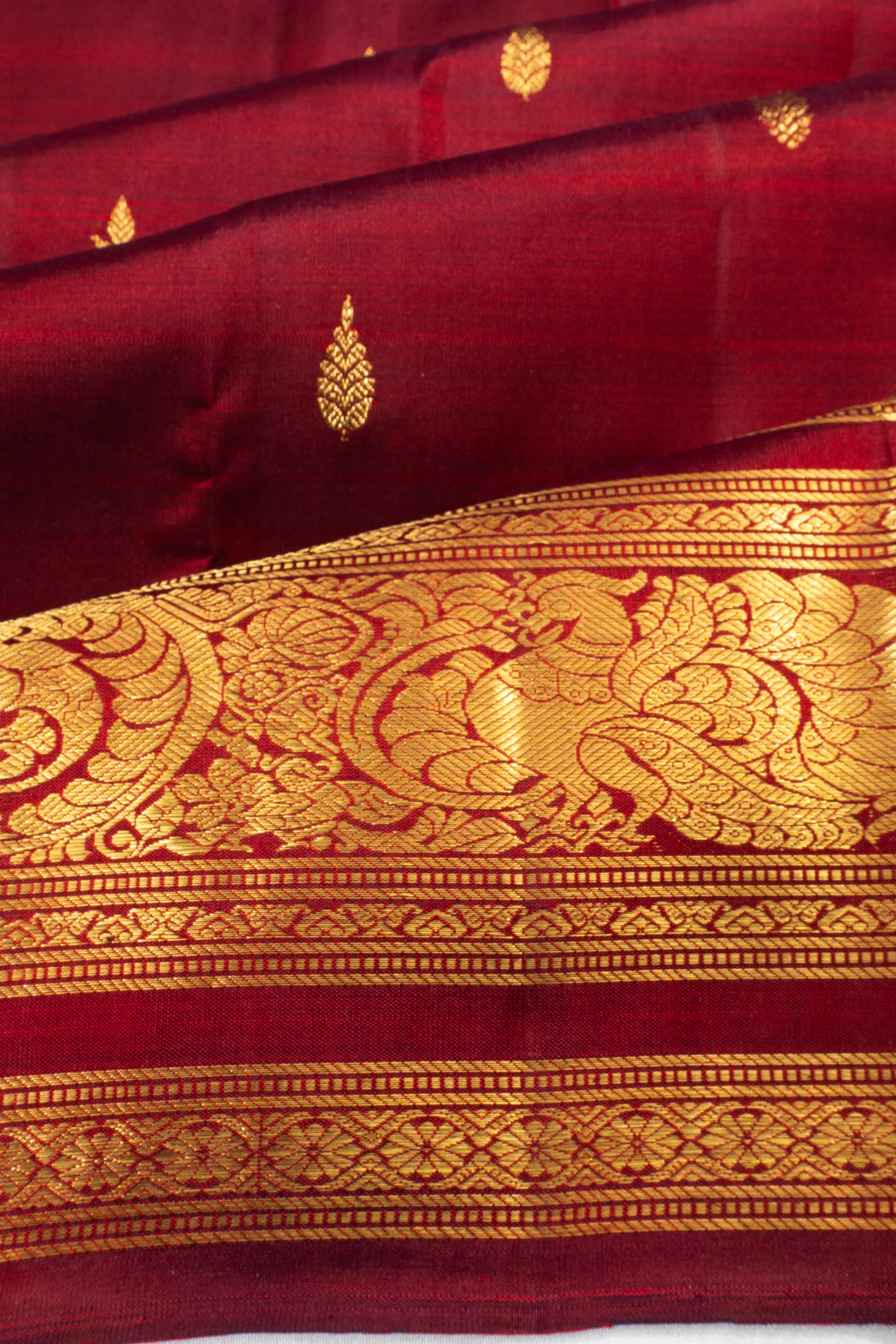 Kanchipuram Silk Butta Maroon Saree