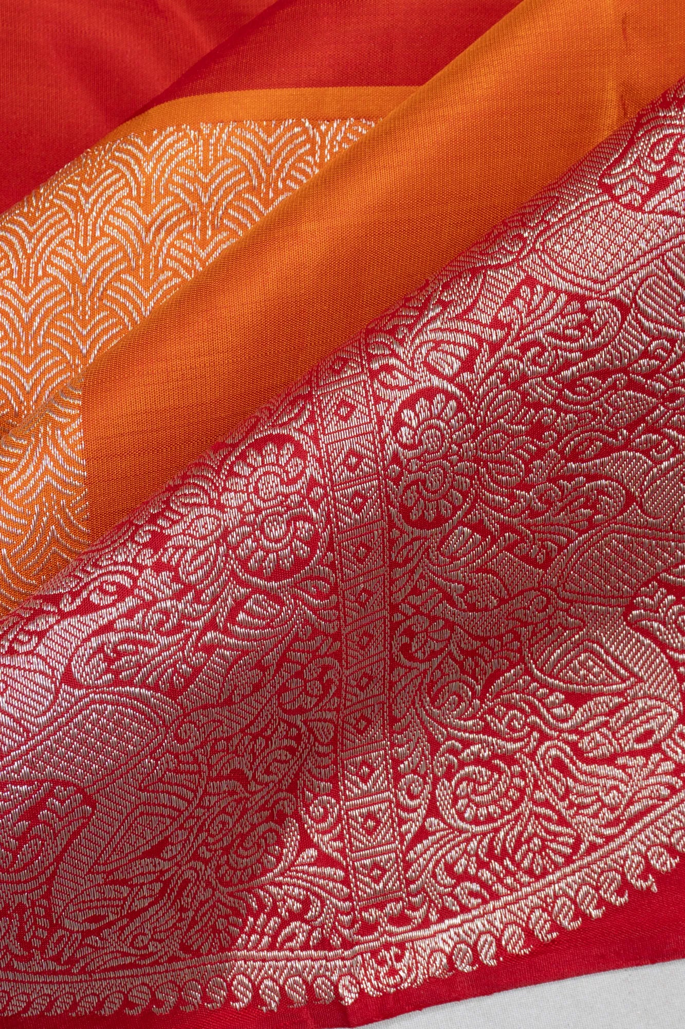 Kanchipuram Silk Brocade Multicolour Red Saree