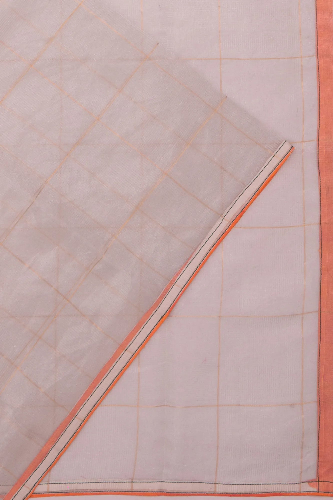 Soft Kota Silk Tissue Checks White Saree