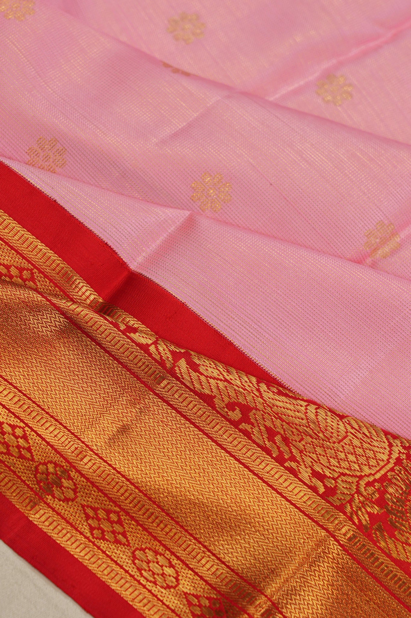 Kanchipuram Silk Butta Baby Pink Saree