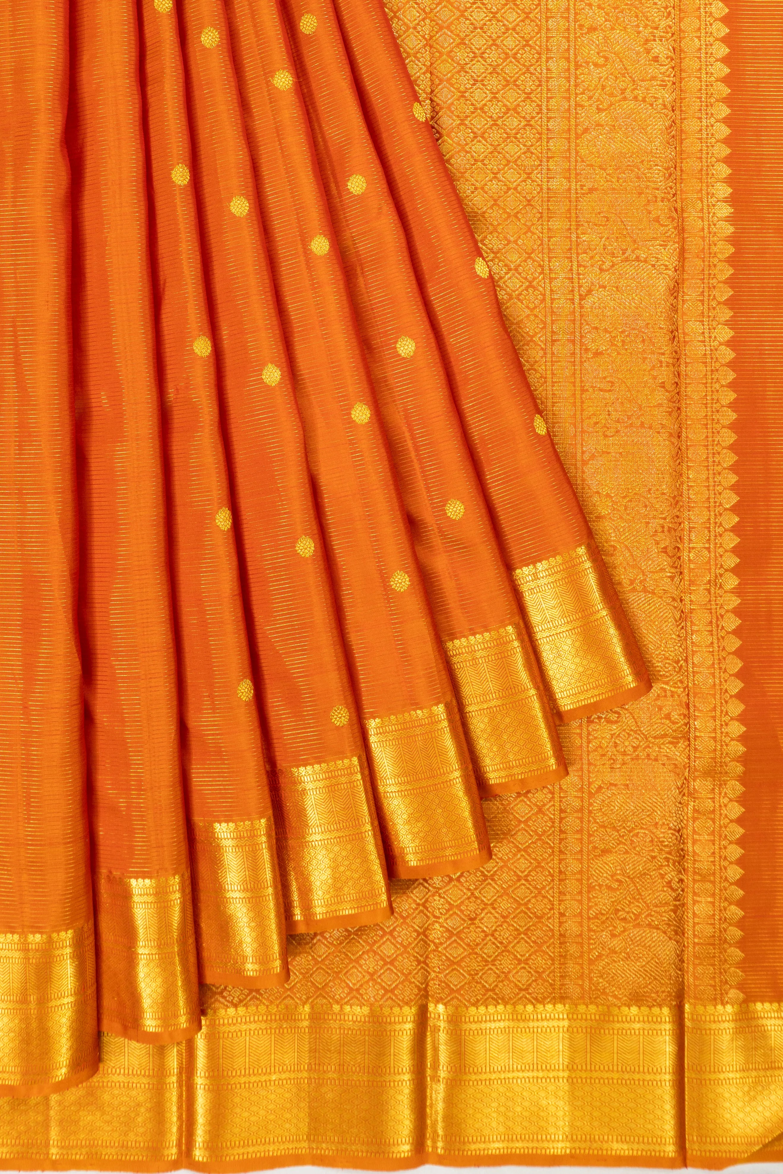 Taranga Kanchi Silk Oosi Lines And Butta Orange Saree