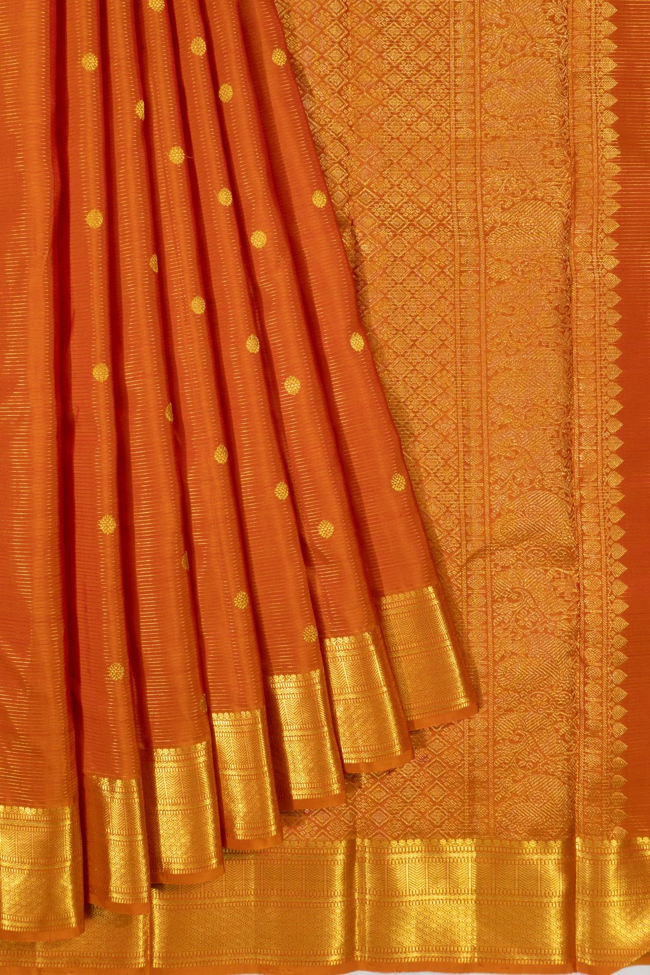 Taranga Kanchipuram Silk Oosi Lines Orange Saree