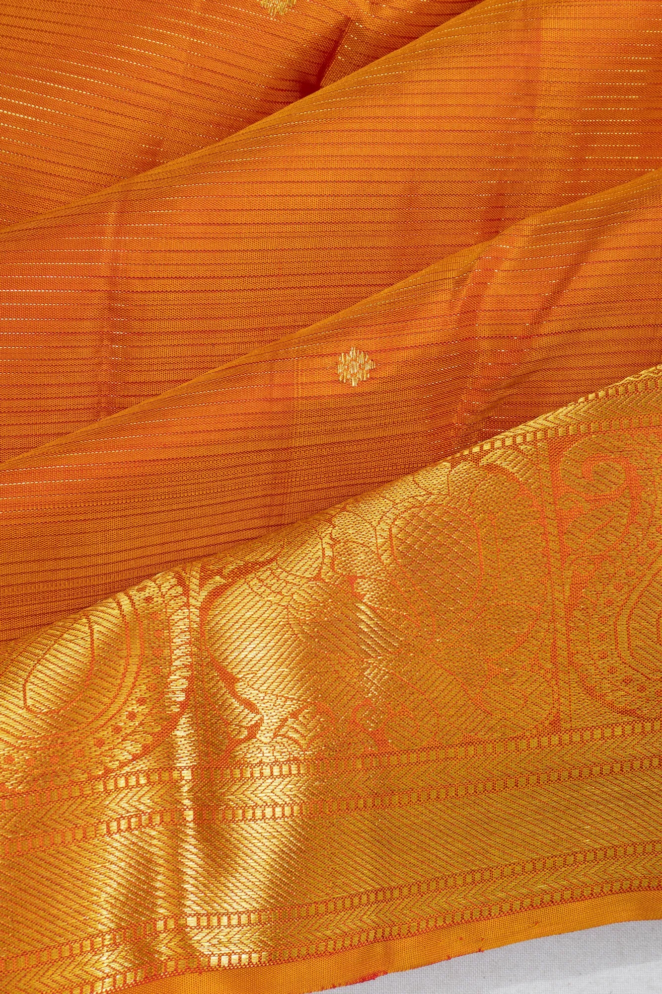 Taranga Kanchi Silk Oosi Lines And Butta Mustard Yellow Saree