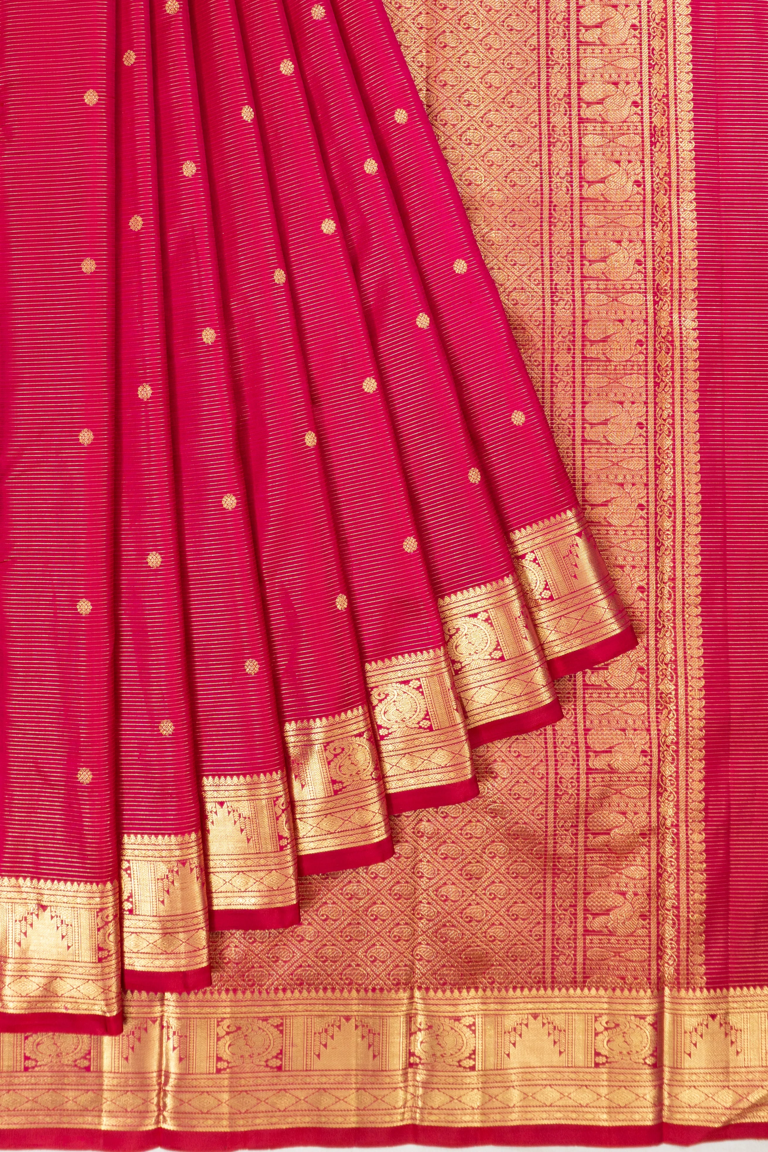 Taranga Kanchi Silk Oosi Lines And Butta Pink Saree
