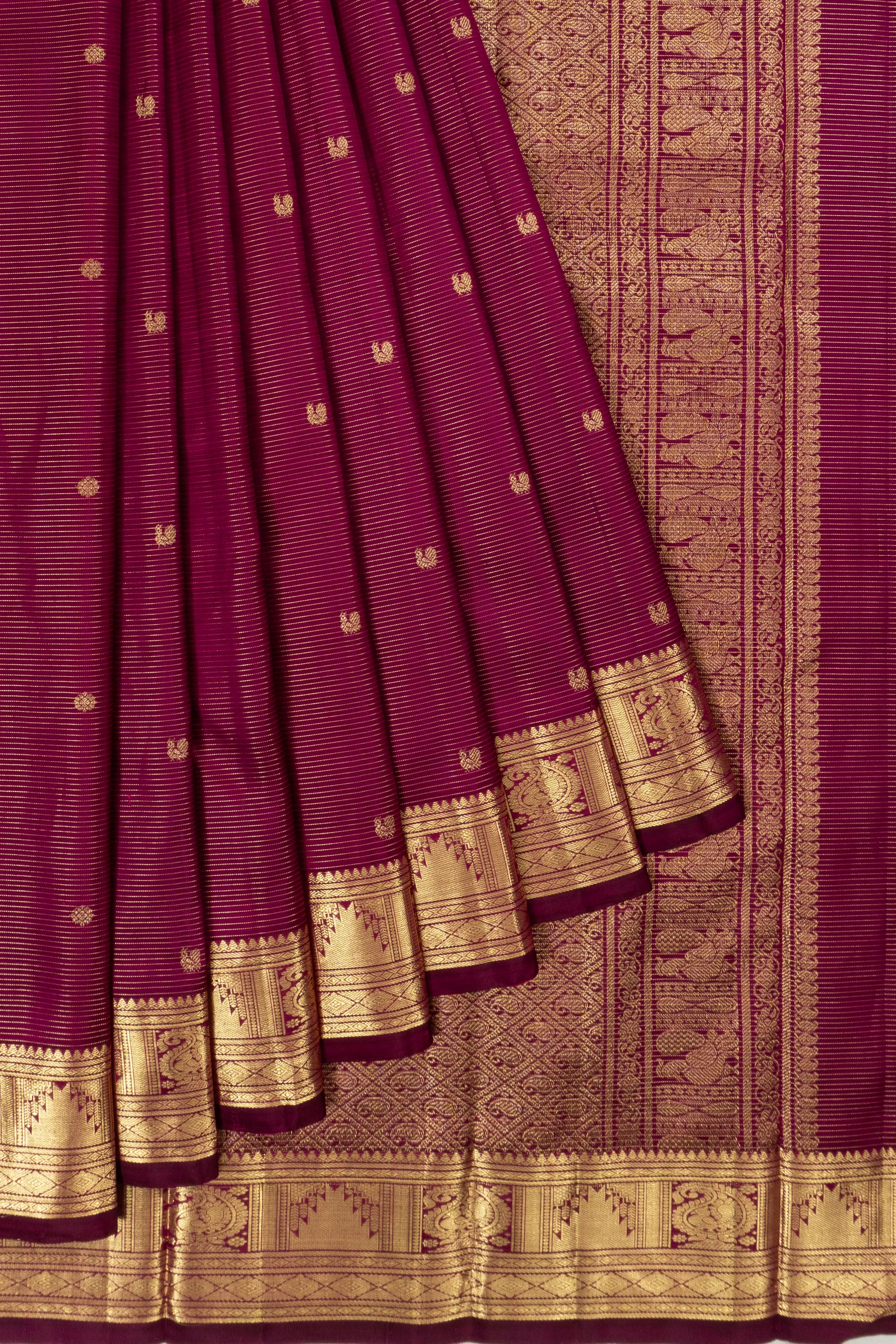 Taranga Kanchi Silk Oosi Lines And Butta Purple Saree