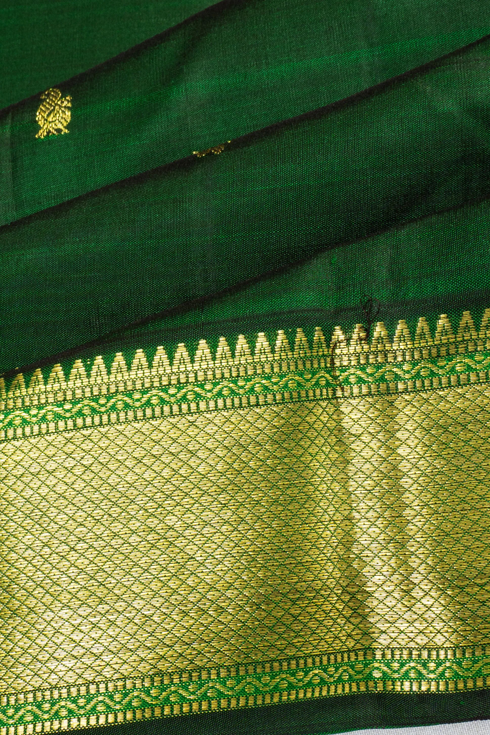 Taranga Kanchi Silk Butta Dark Green Saree