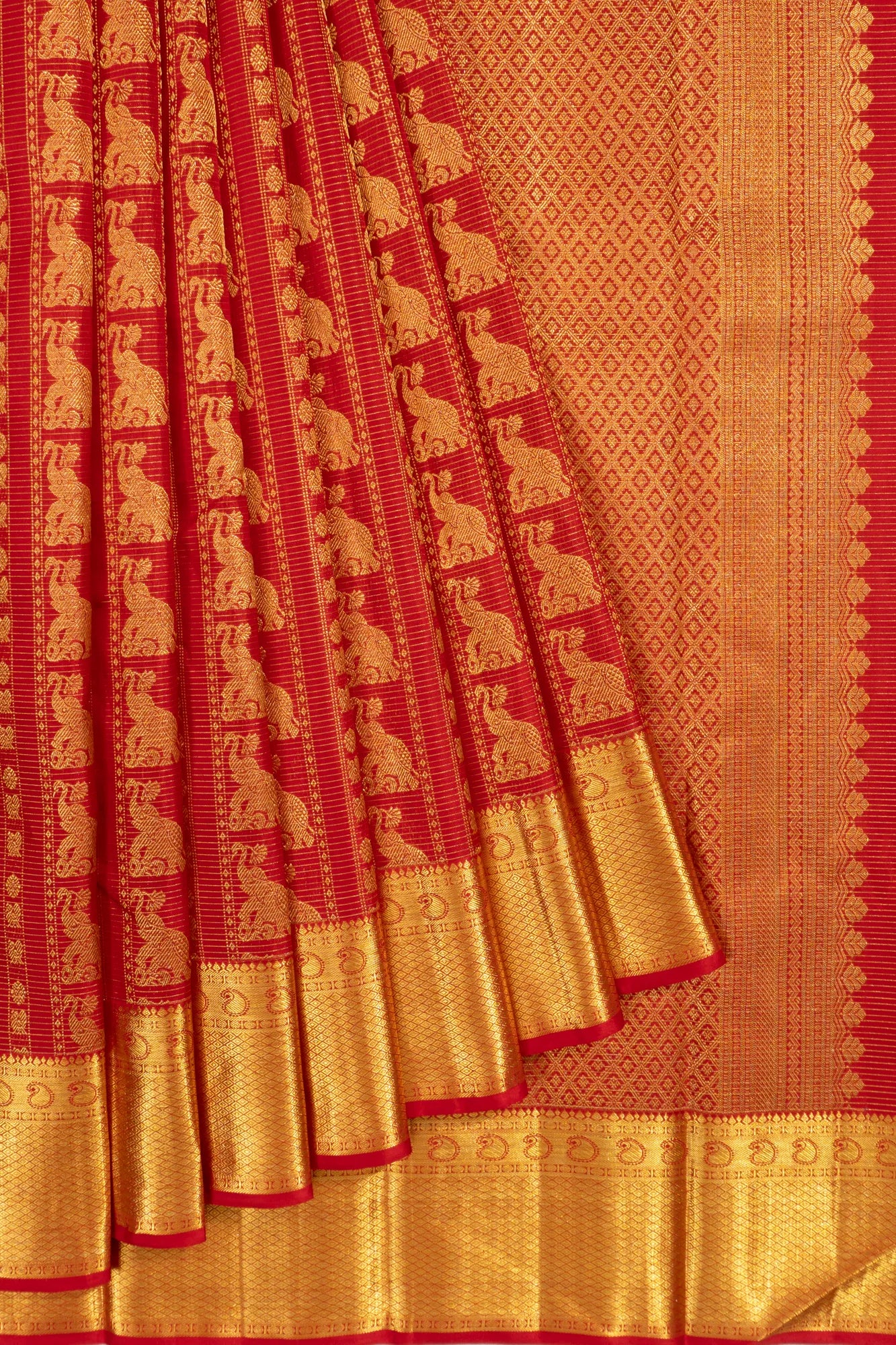 Kanchipuram Silk Brocade Red Saree