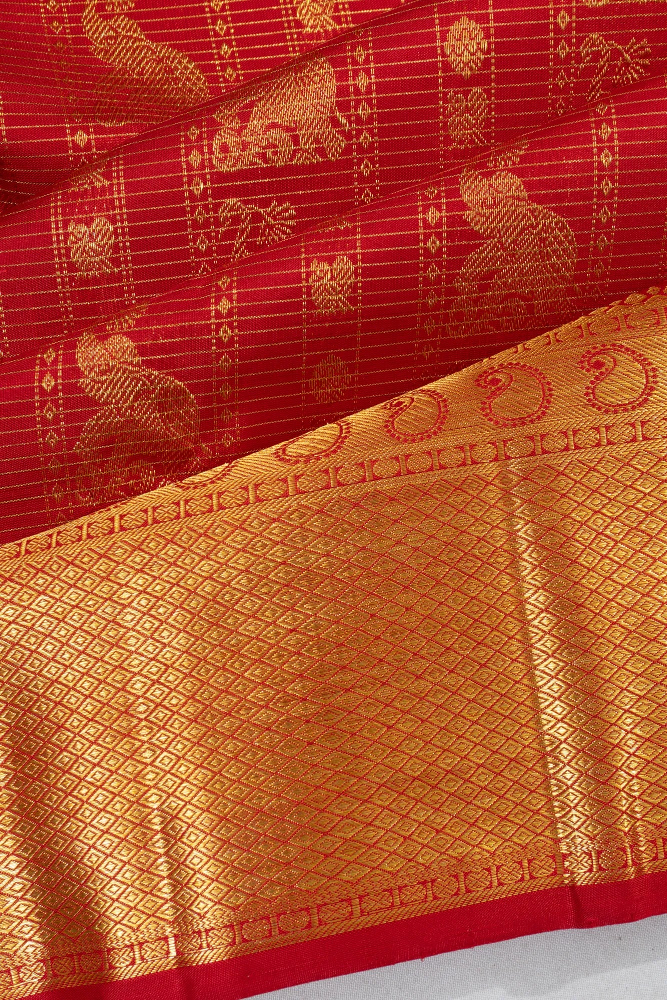 Kanchipuram Silk Brocade Red Saree