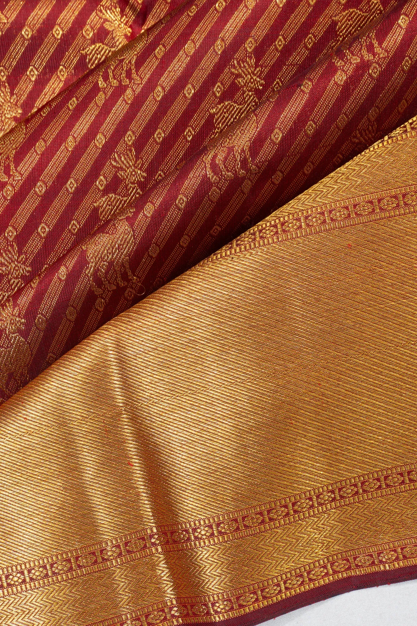 Kanchipuram Silk Brocade Maroon Saree