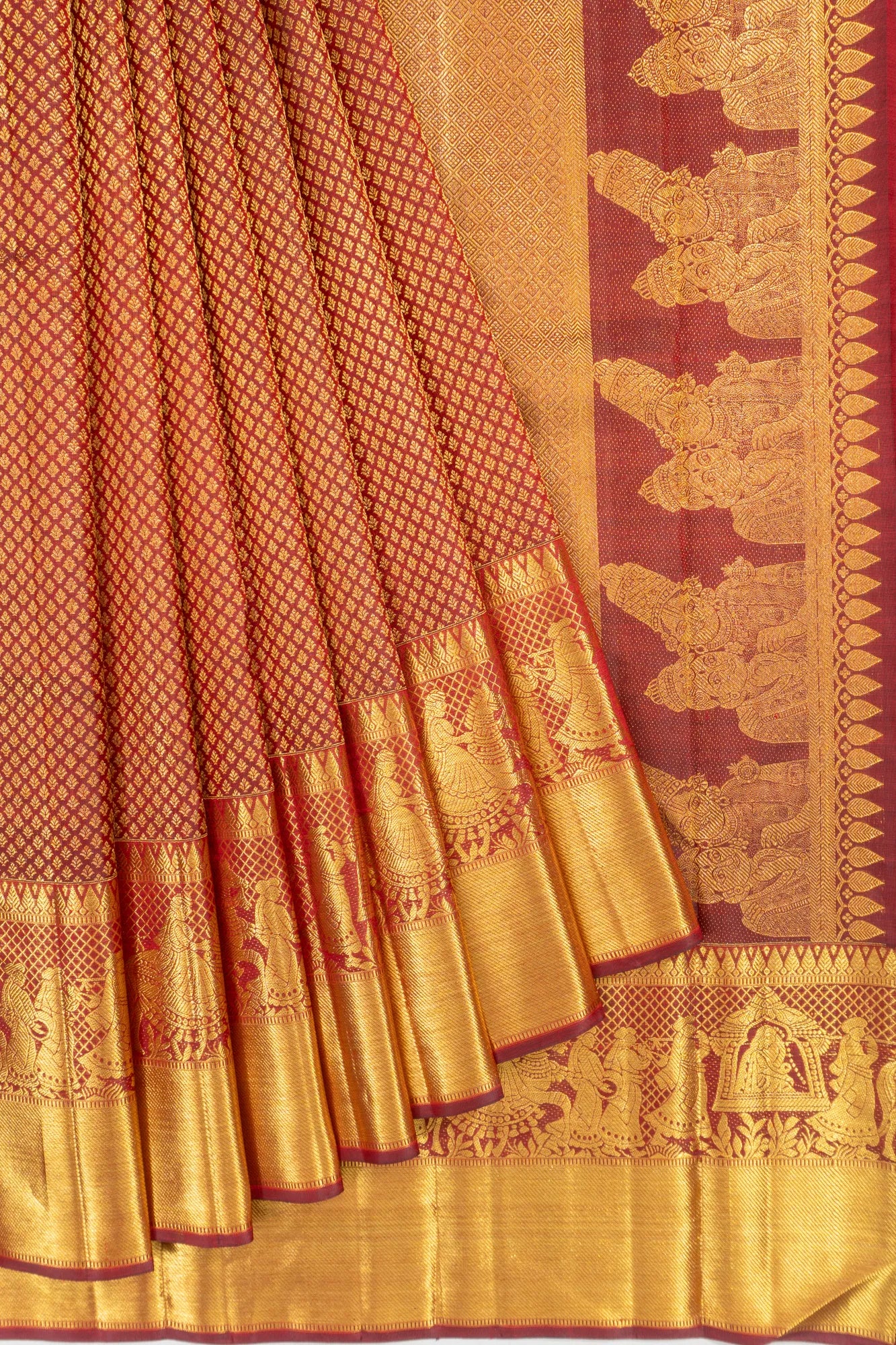 Kanchipuram Silk Brocade Maroon Saree