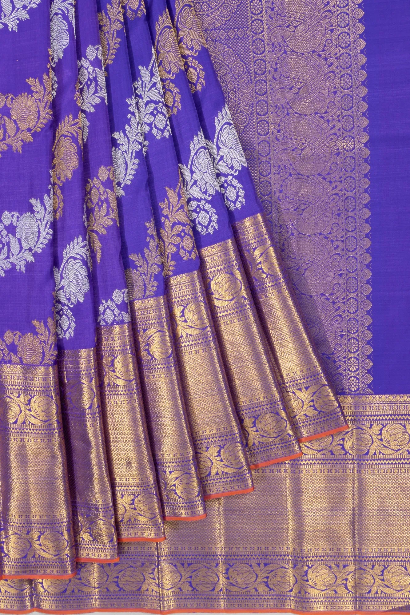 Kanchipuram Silk Jaal Violet Saree