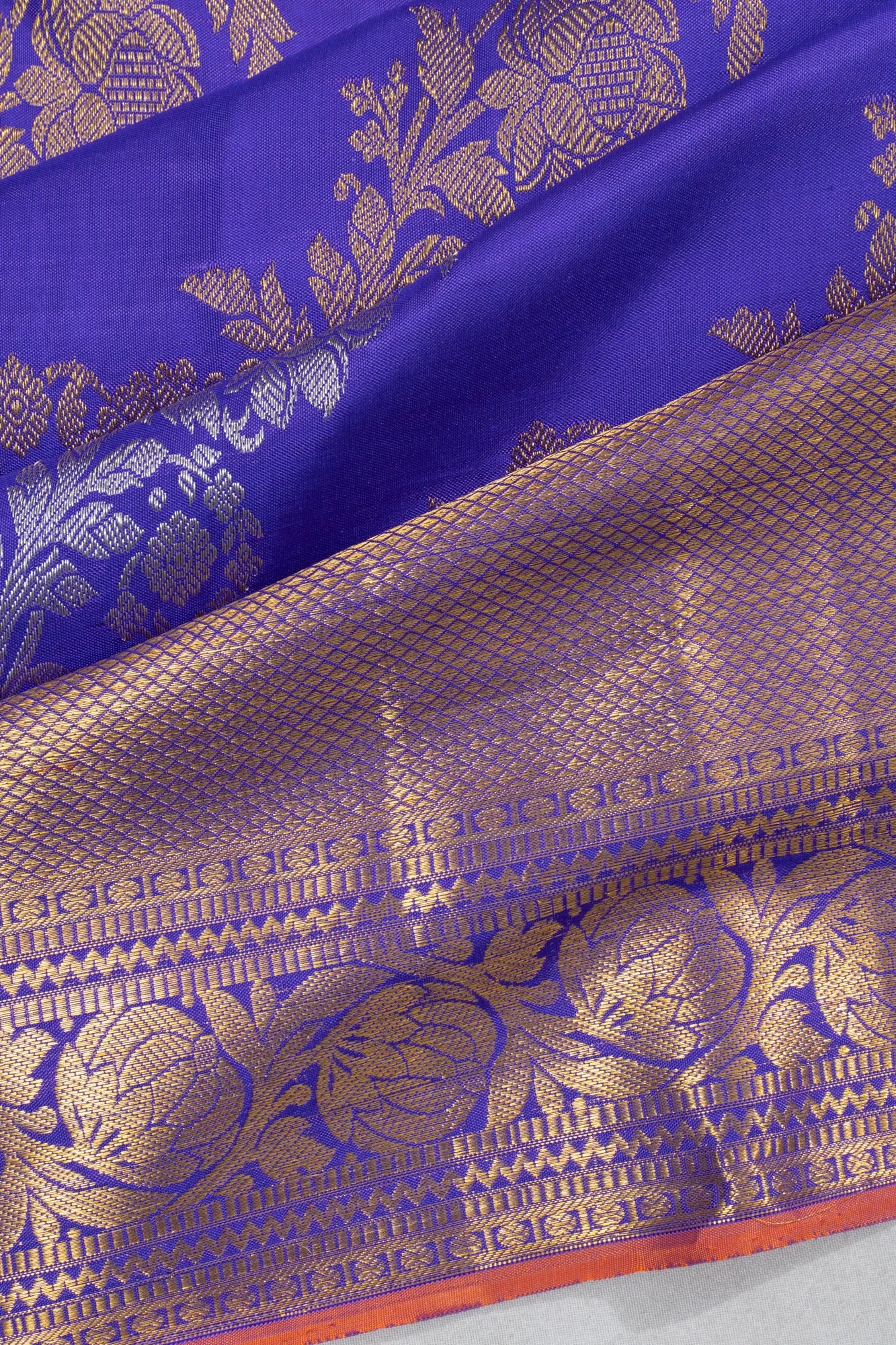 Kanchipuram Silk Jaal Violet Saree