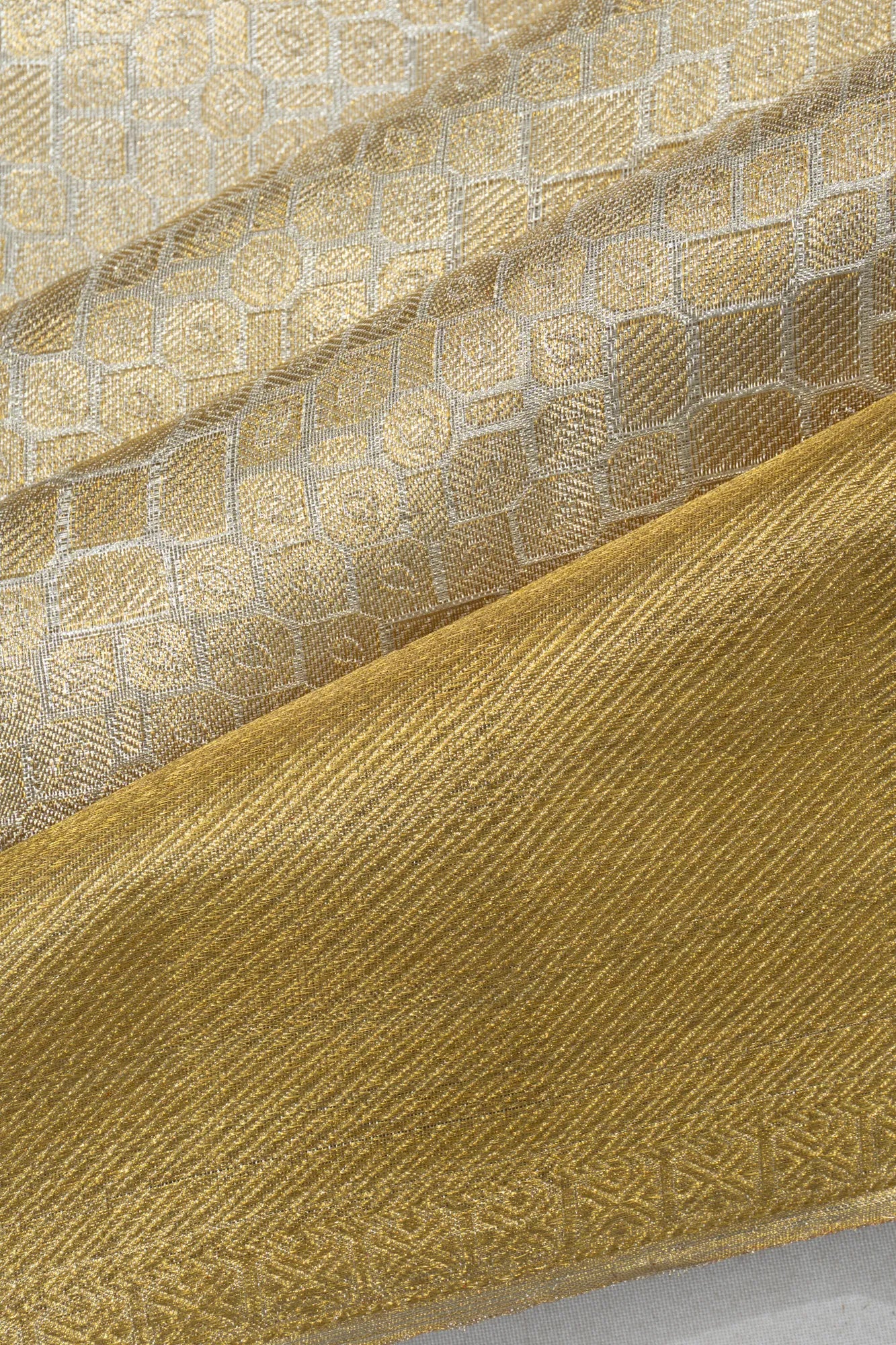 Kanchipuram Silk Tissue Brocade Gold Saree