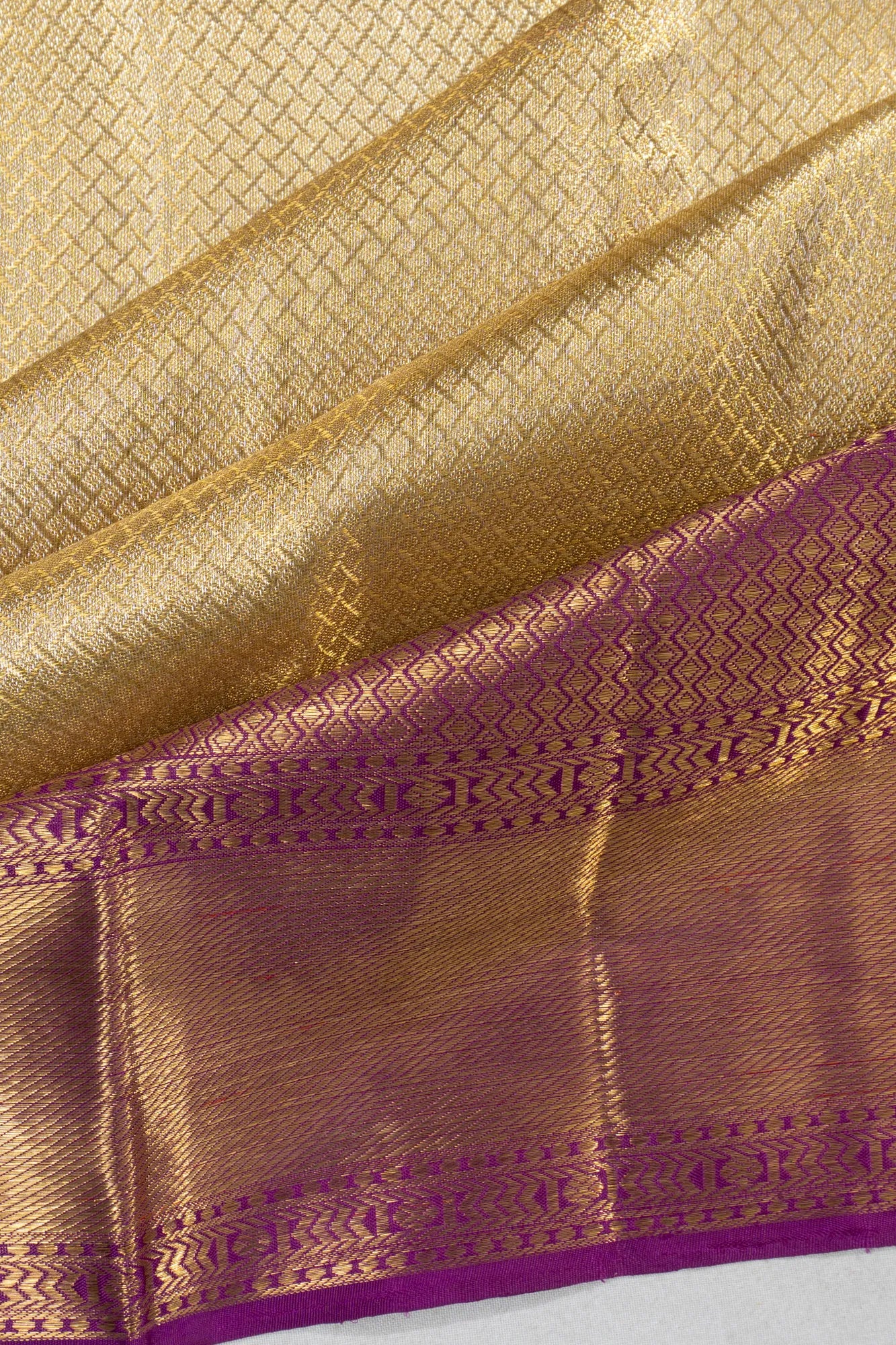 Kanchipuram Silk Tissue Brocade Gold Saree