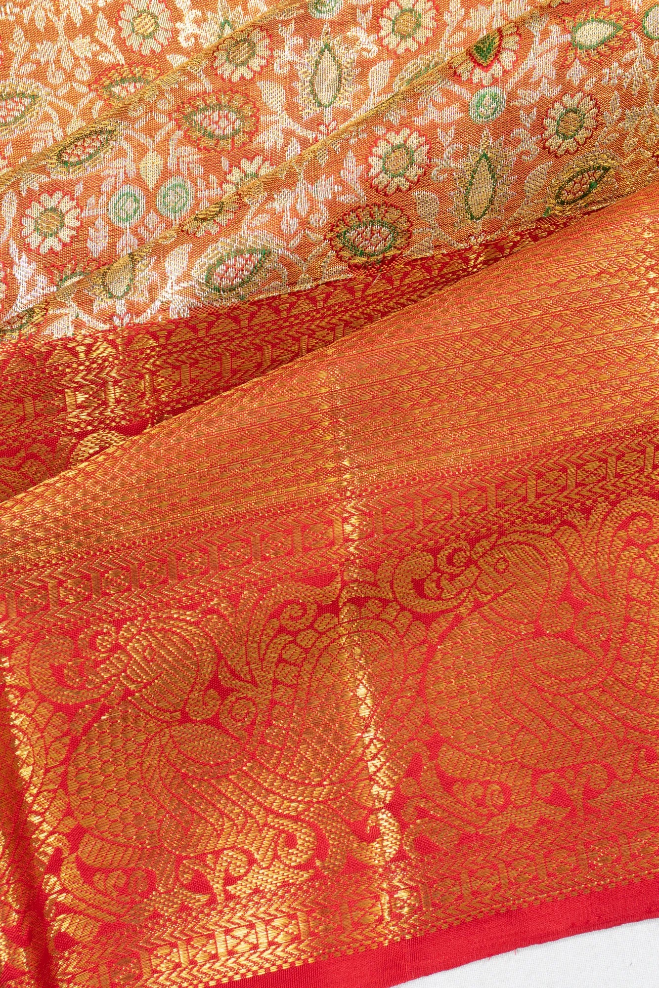 Kanchipuram Silk Tissue Brocade Red Saree