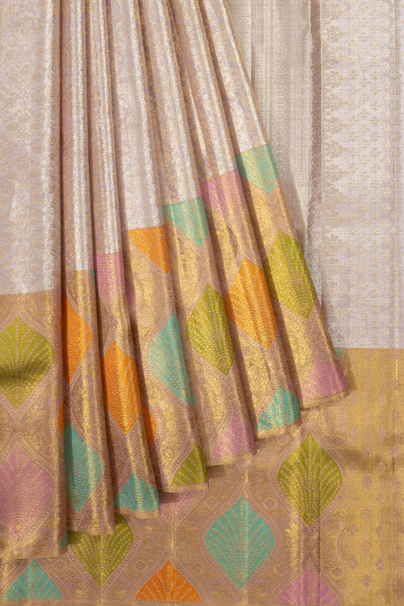 Kanchipuram Silk Tissue Brocade Lavender Saree