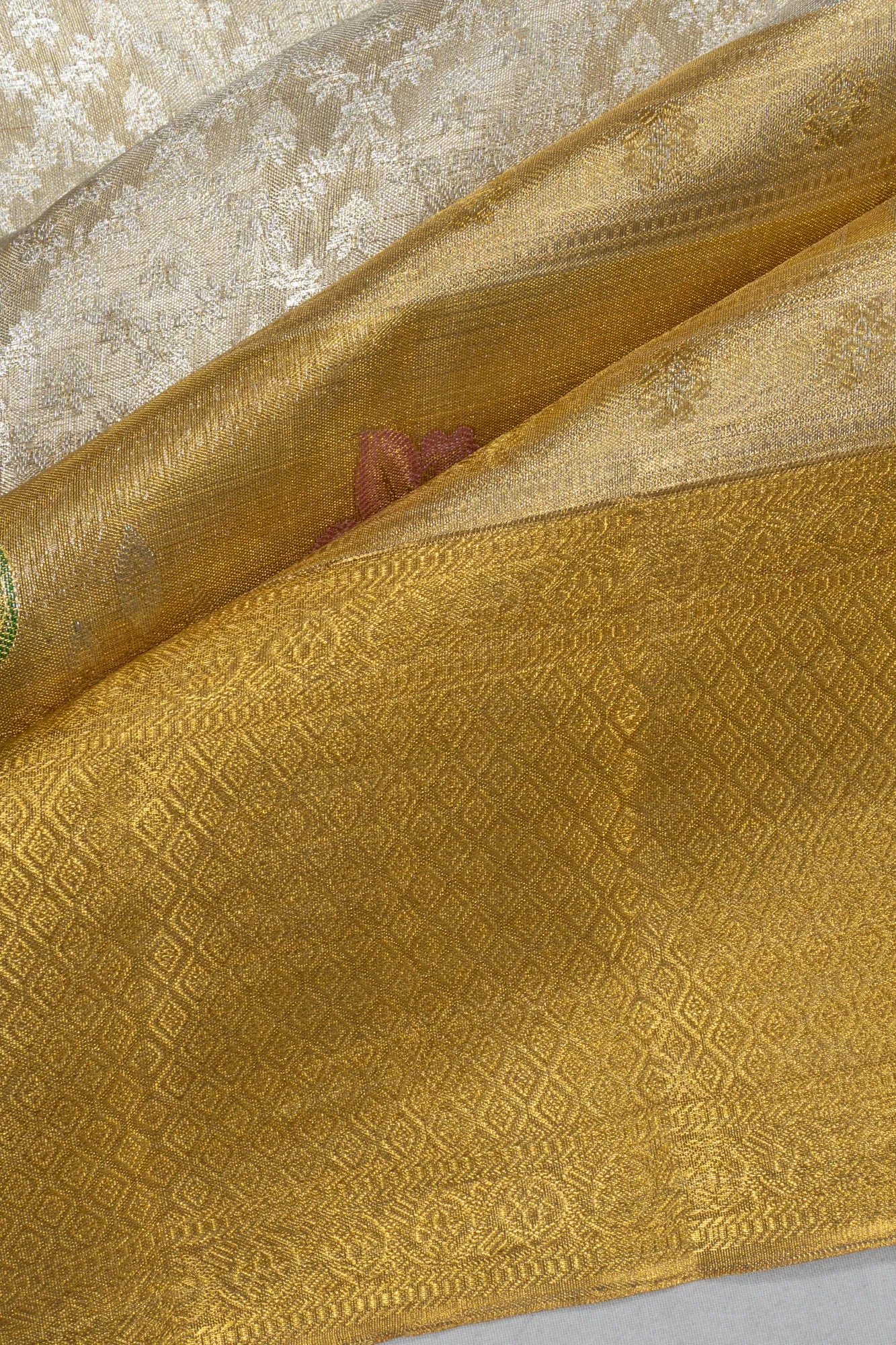Kanchipuram Silk Tissue Brocade Gold Saree