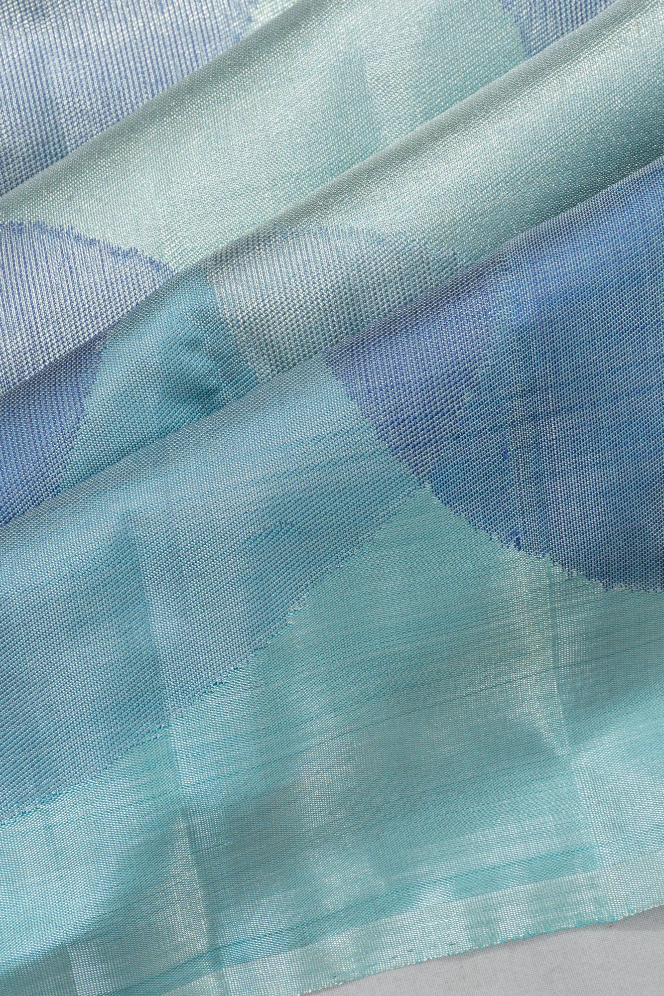 Kanchipuram Silk Tissue Polka Dots Brocade Sky Blue Saree