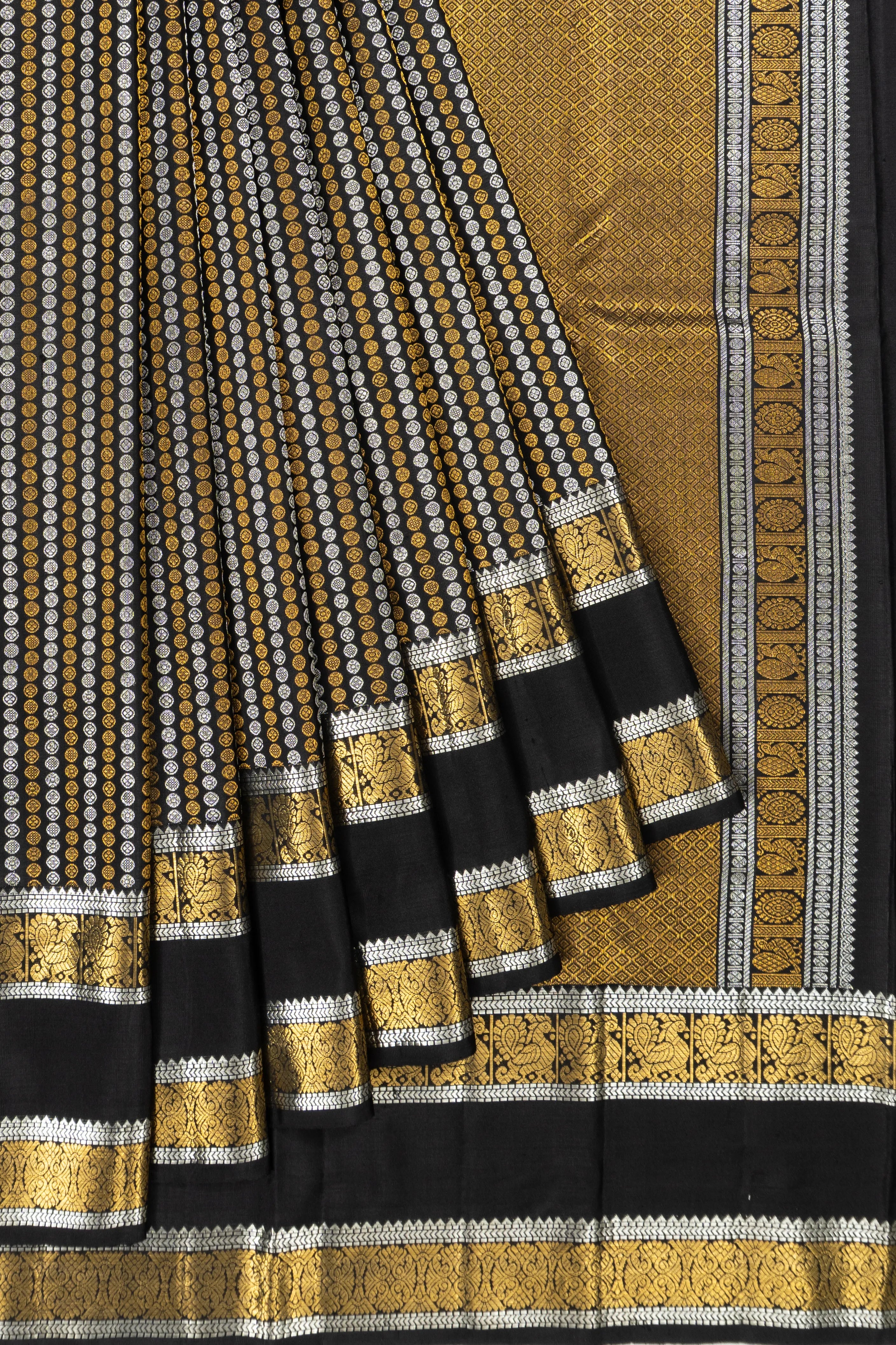 Kanchipuram Silk Brocade Black Saree