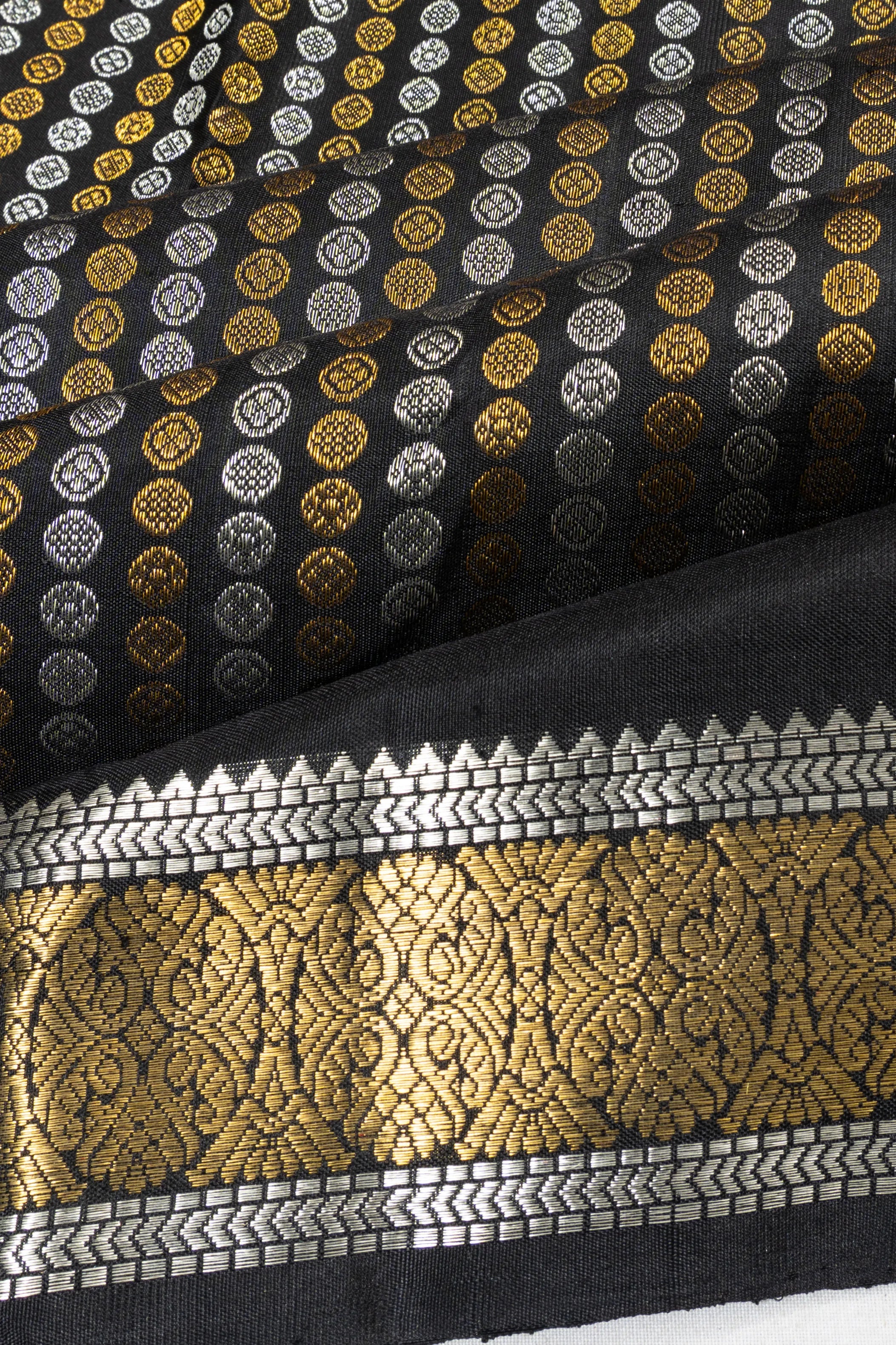 Kanchipuram Silk Brocade Black Saree