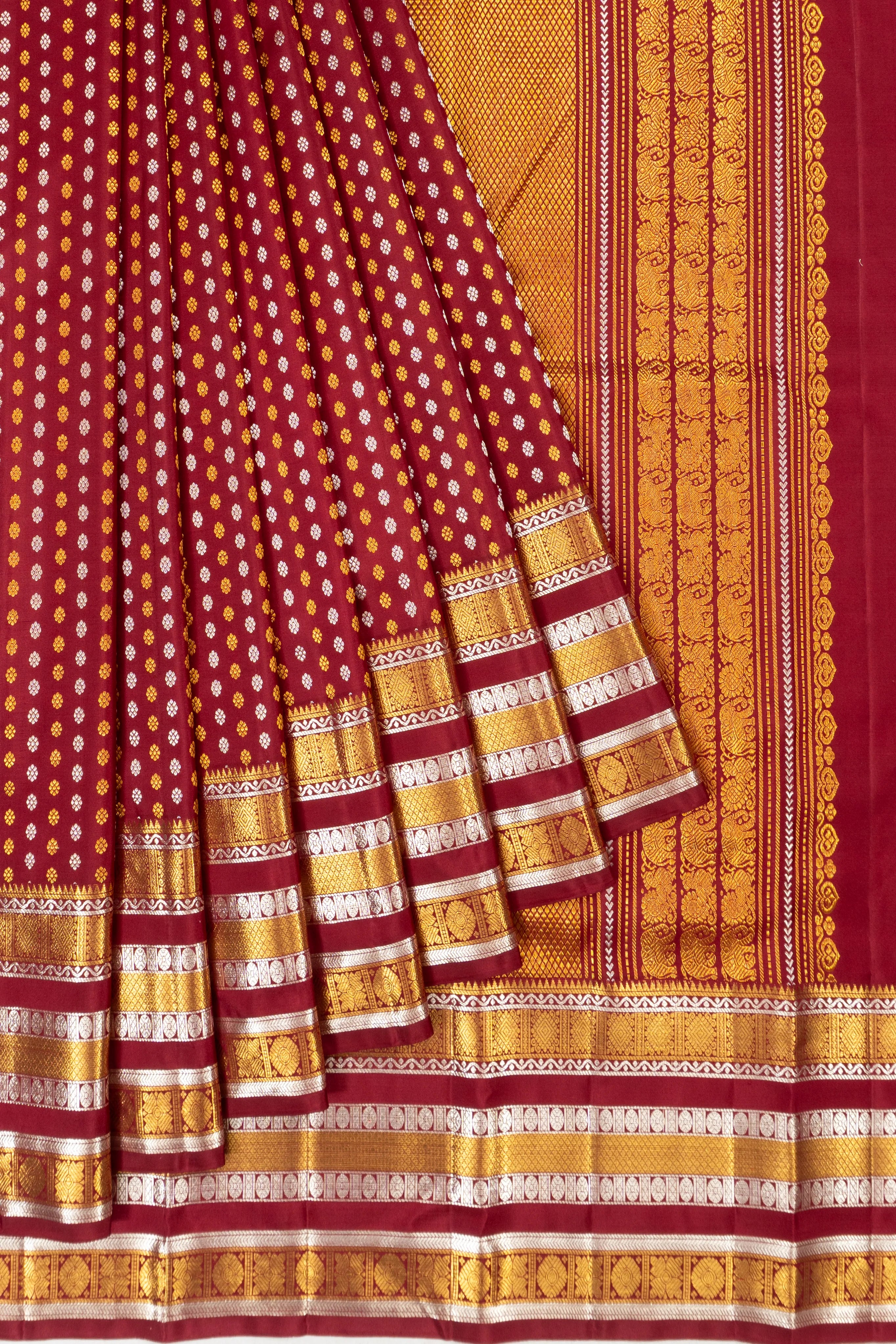 Kanchipuram Silk Brocade Maroon Saree