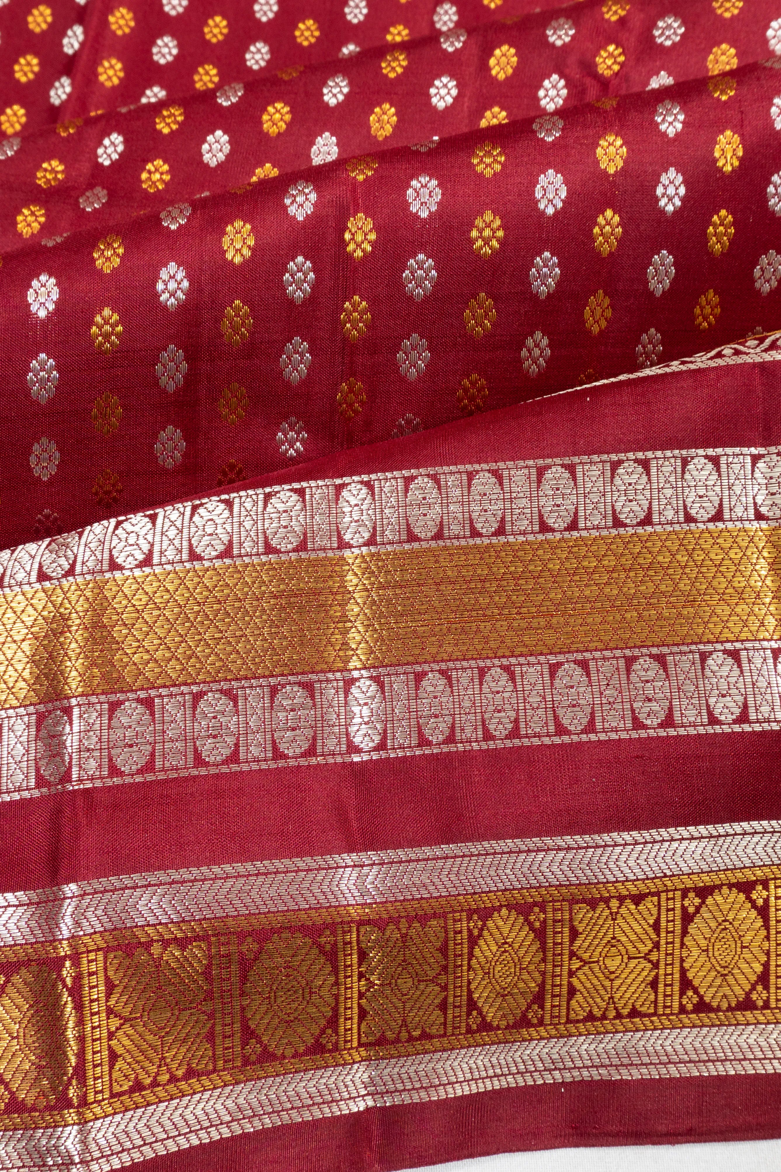 Kanchipuram Silk Brocade Maroon Saree