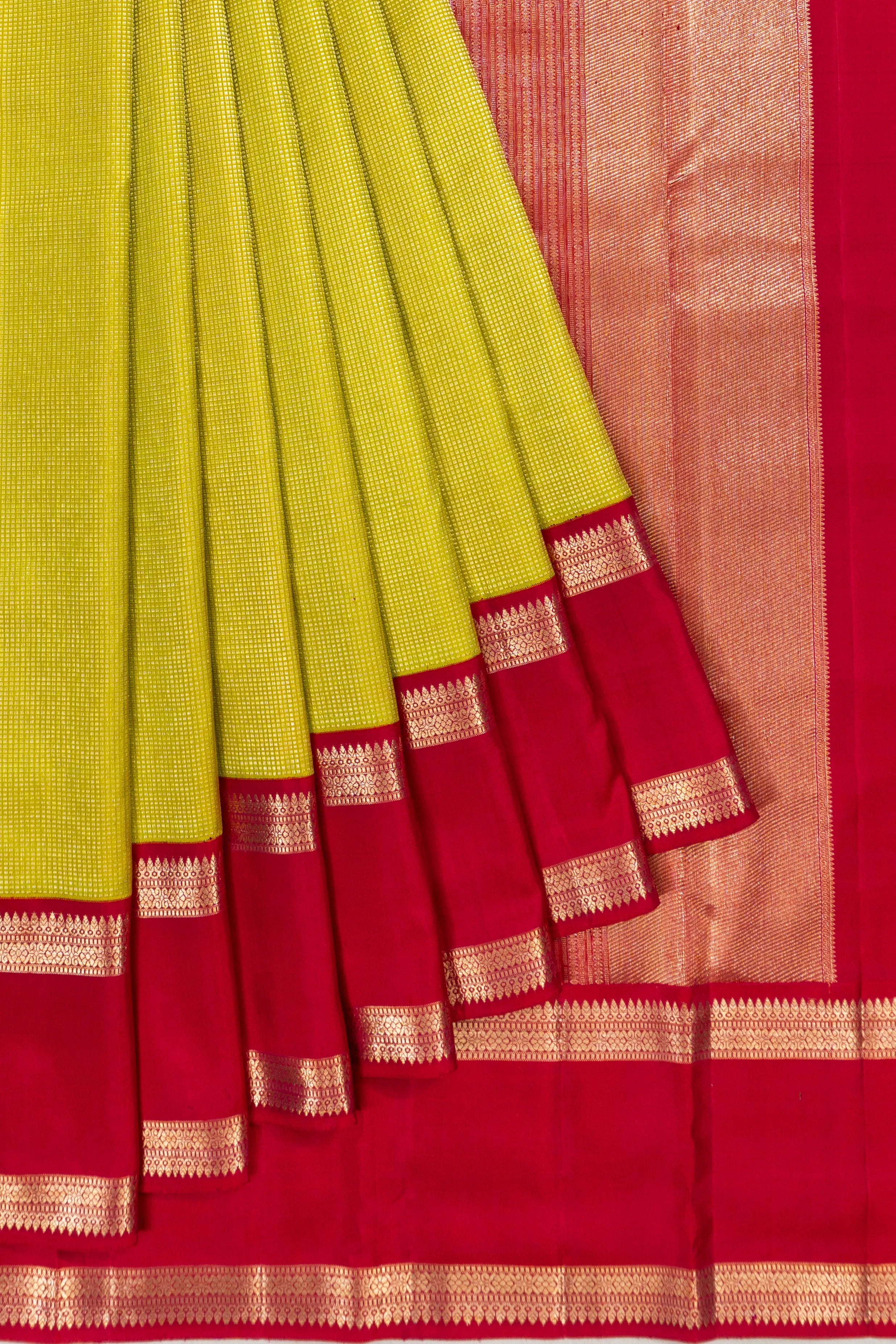 Kanchipuram Silk Brocade Parrot Green Saree