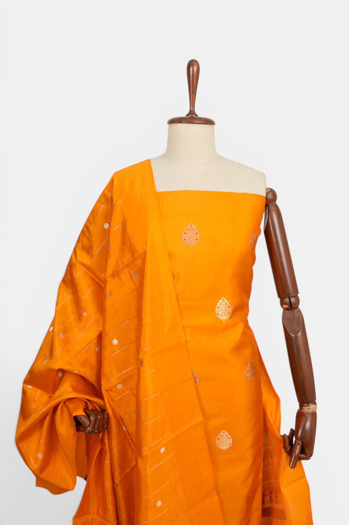 Banarasi Silk Butta Yellow Salwar Suit Set