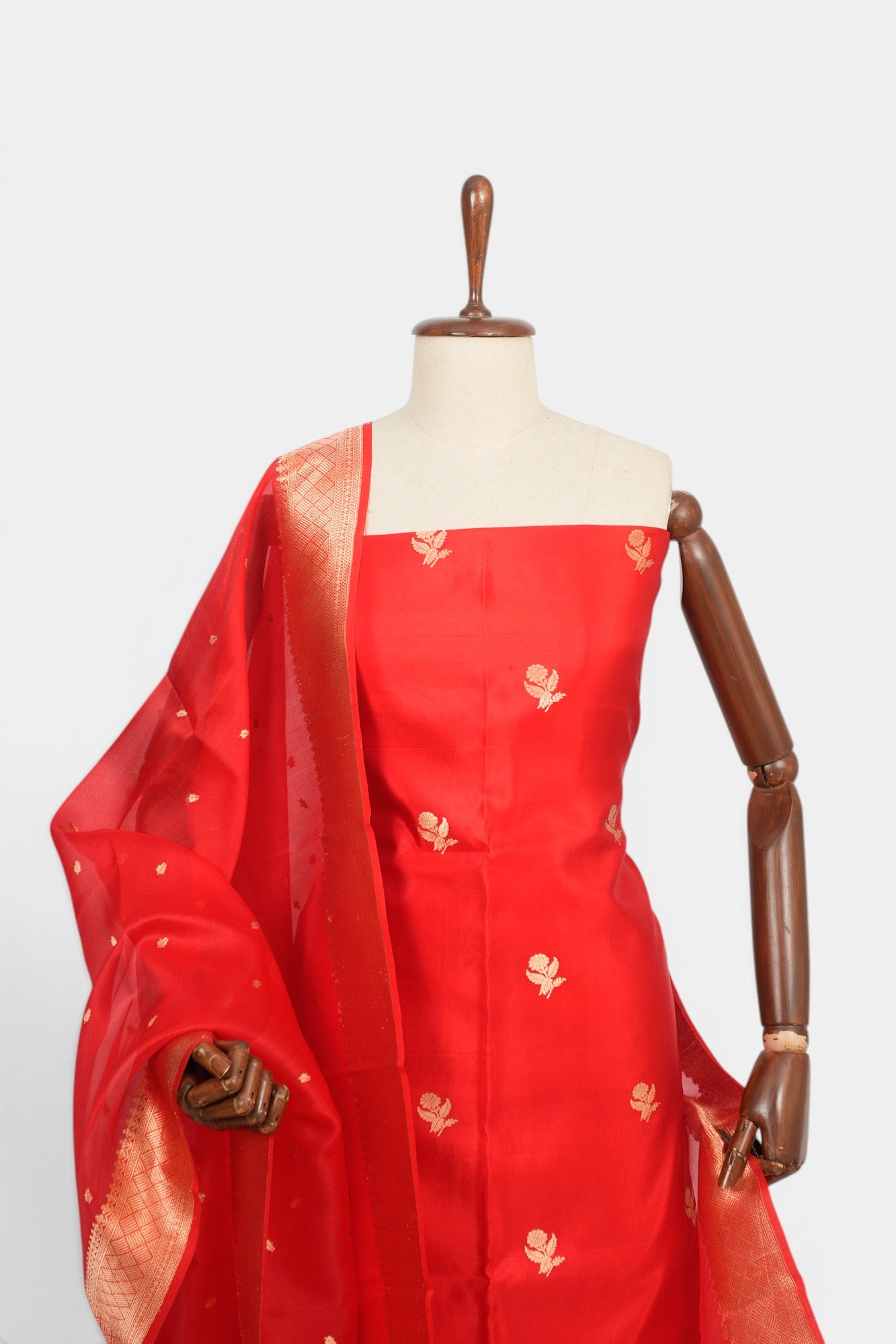 Banarasi Silk Butta Red Salwar Suit Set