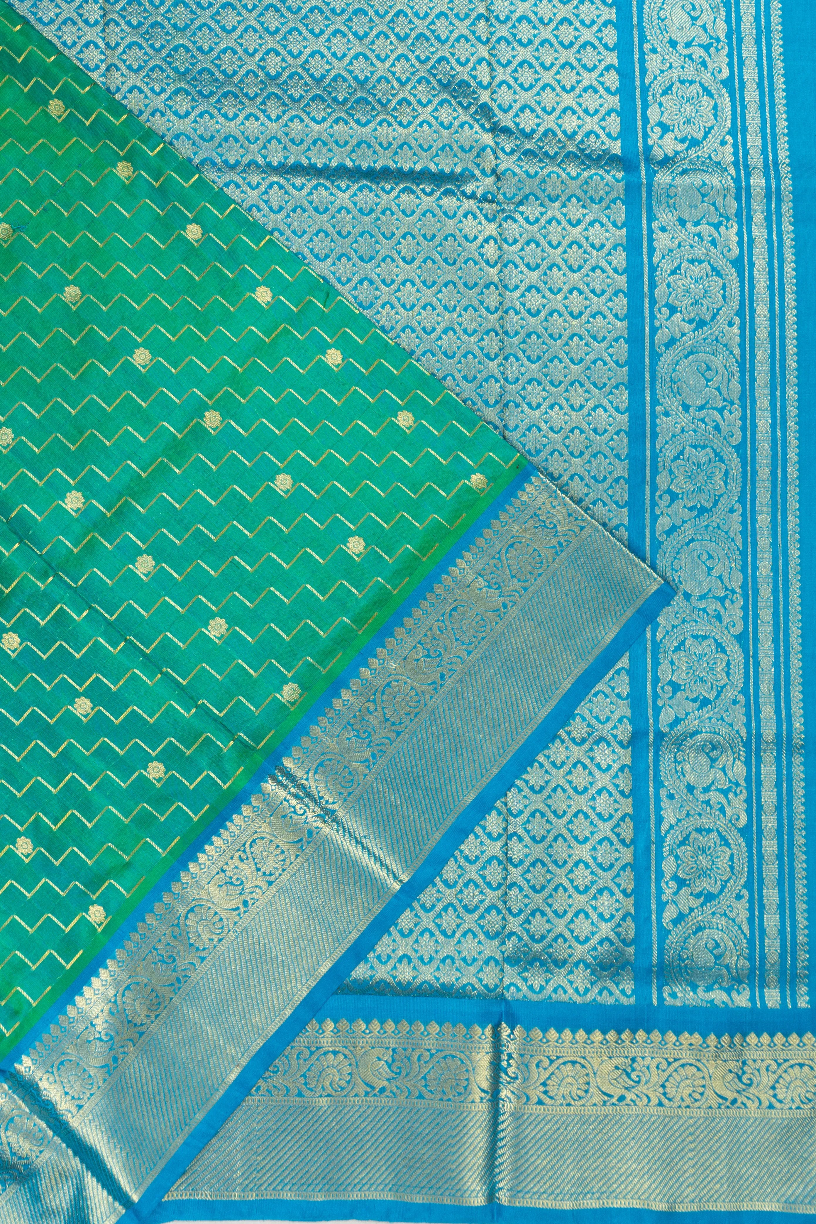 Venkatagiri Silk Geometrical Brocade Sea Green Saree