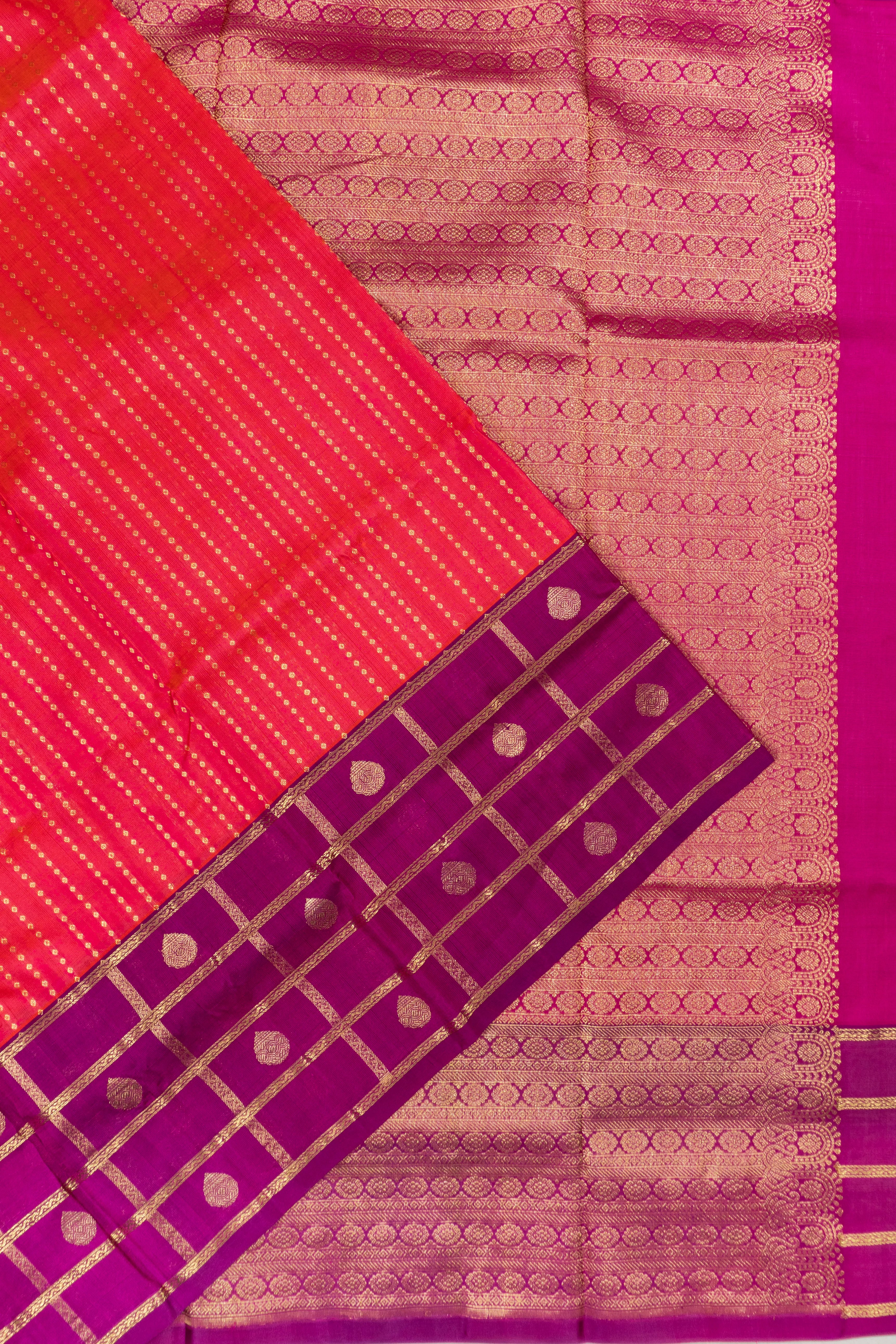 Venkatagiri Silk Brocade Reddish Pink Saree