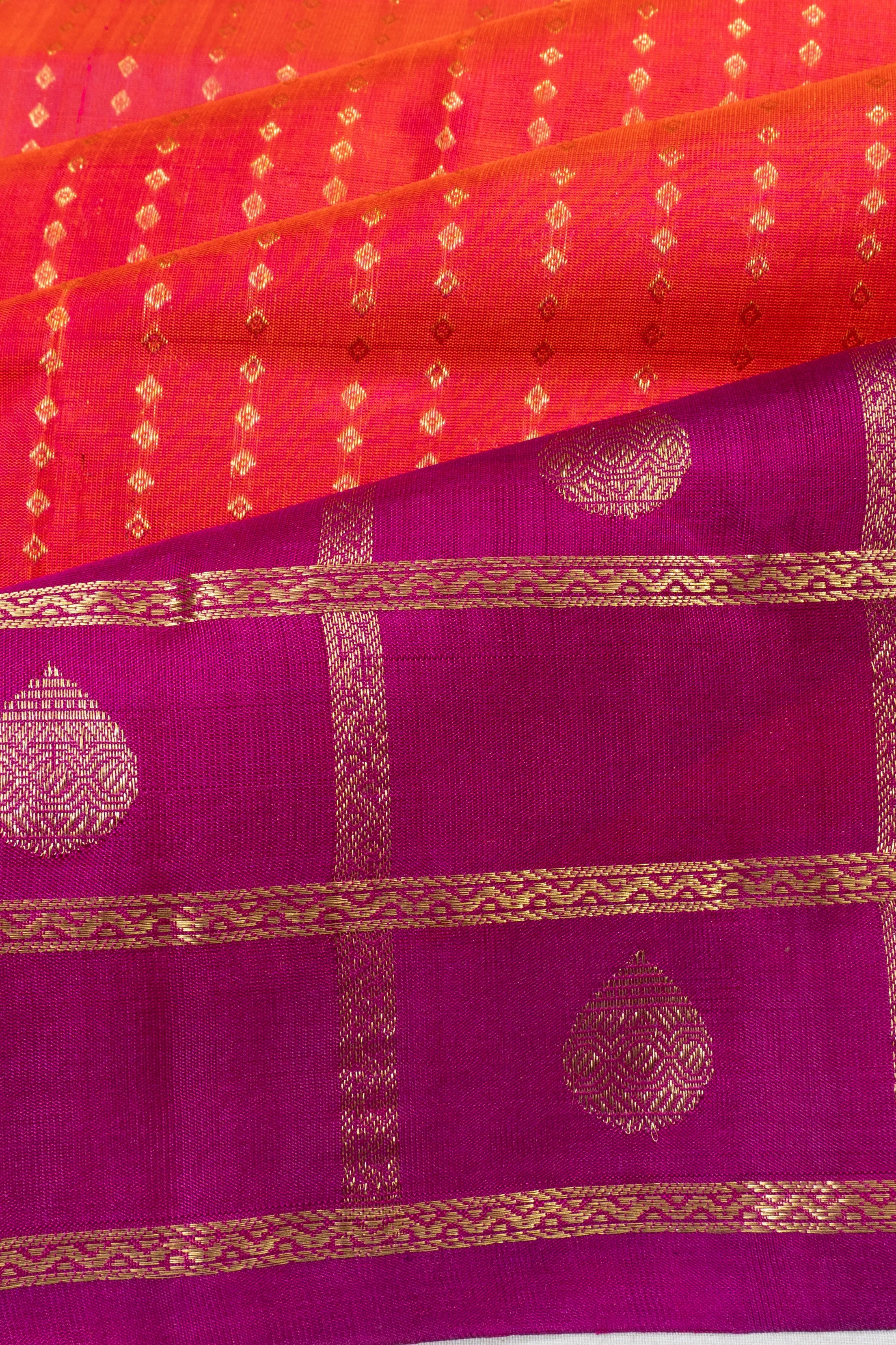 Venkatagiri Silk Brocade Reddish Pink Saree