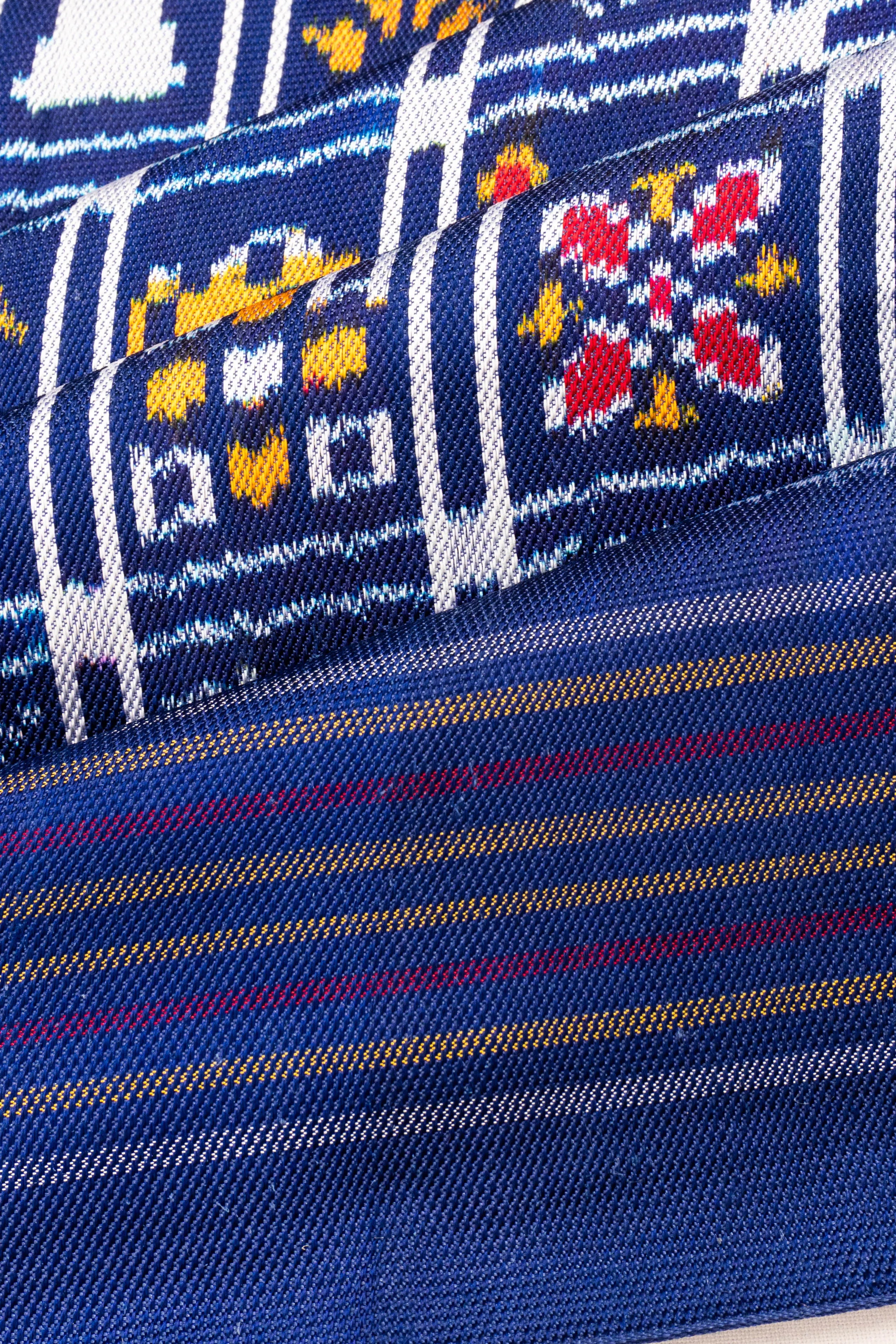 Pochampally Silk Twill Ikat Butta Blue Saree With 384 Unique Motifs