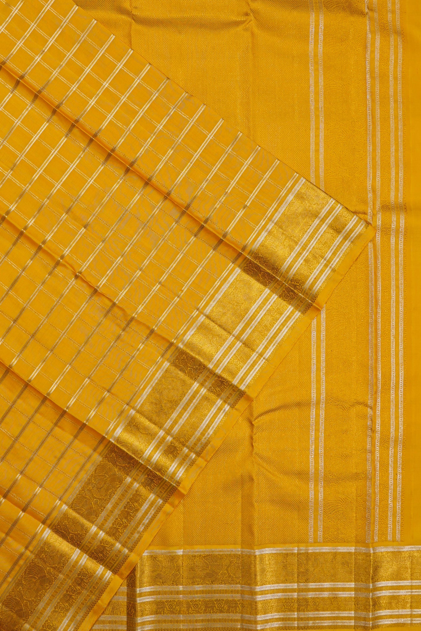 Kanchipuram Silk Brocade Yellow Saree