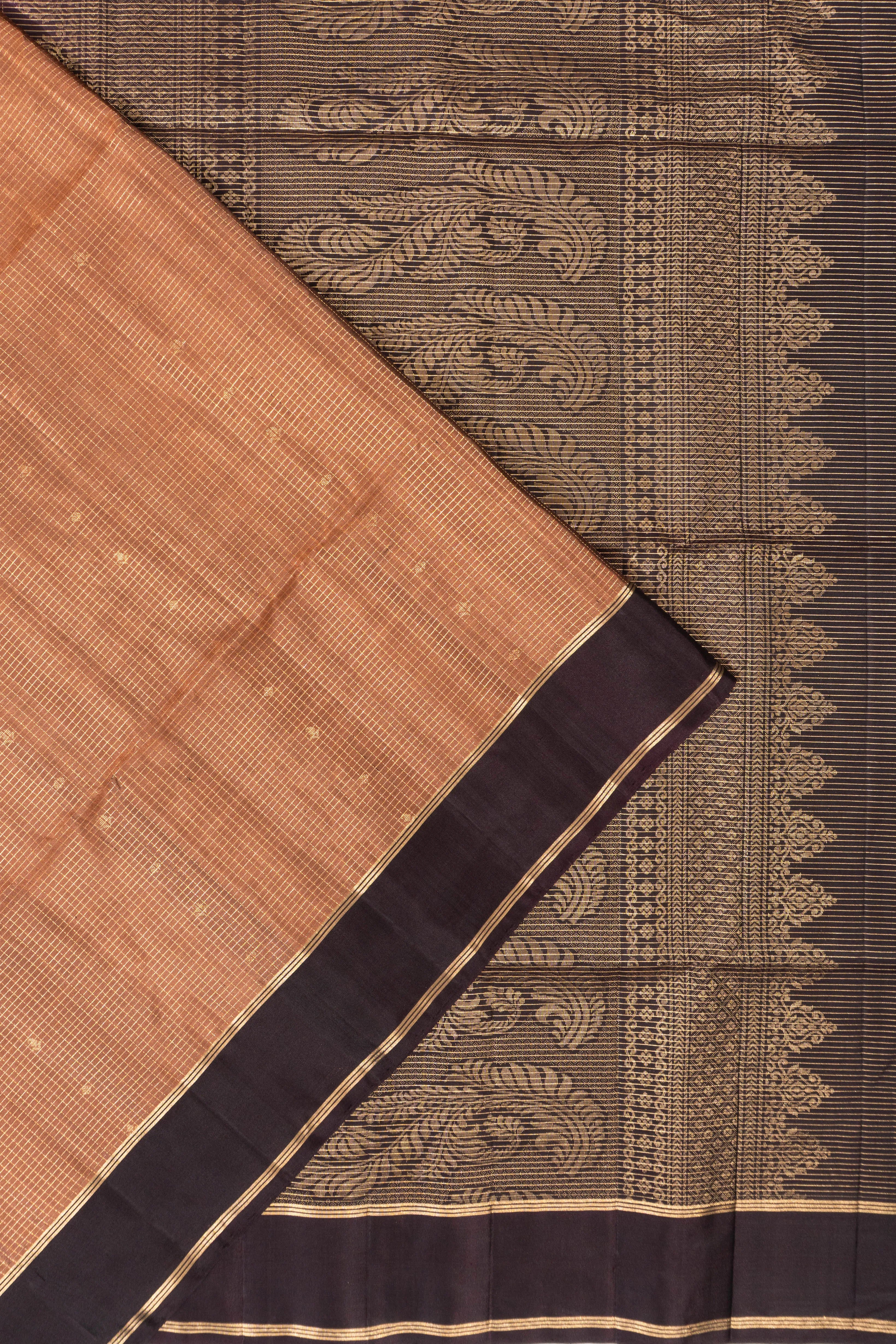 Coimbatore Soft Silk Checks And Butta Pastel Orange Saree