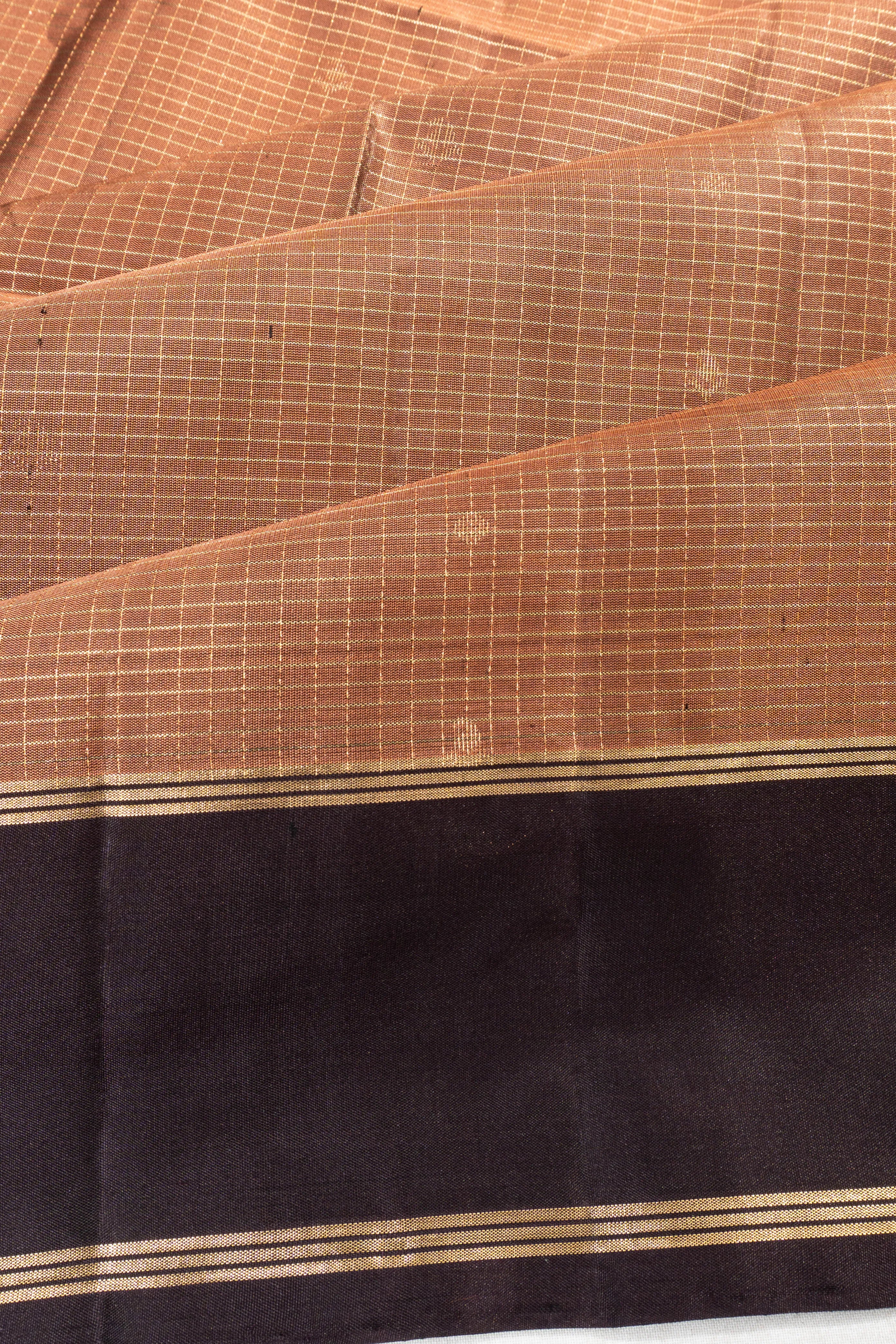 Coimbatore Soft Silk Checks And Butta Pastel Orange Saree
