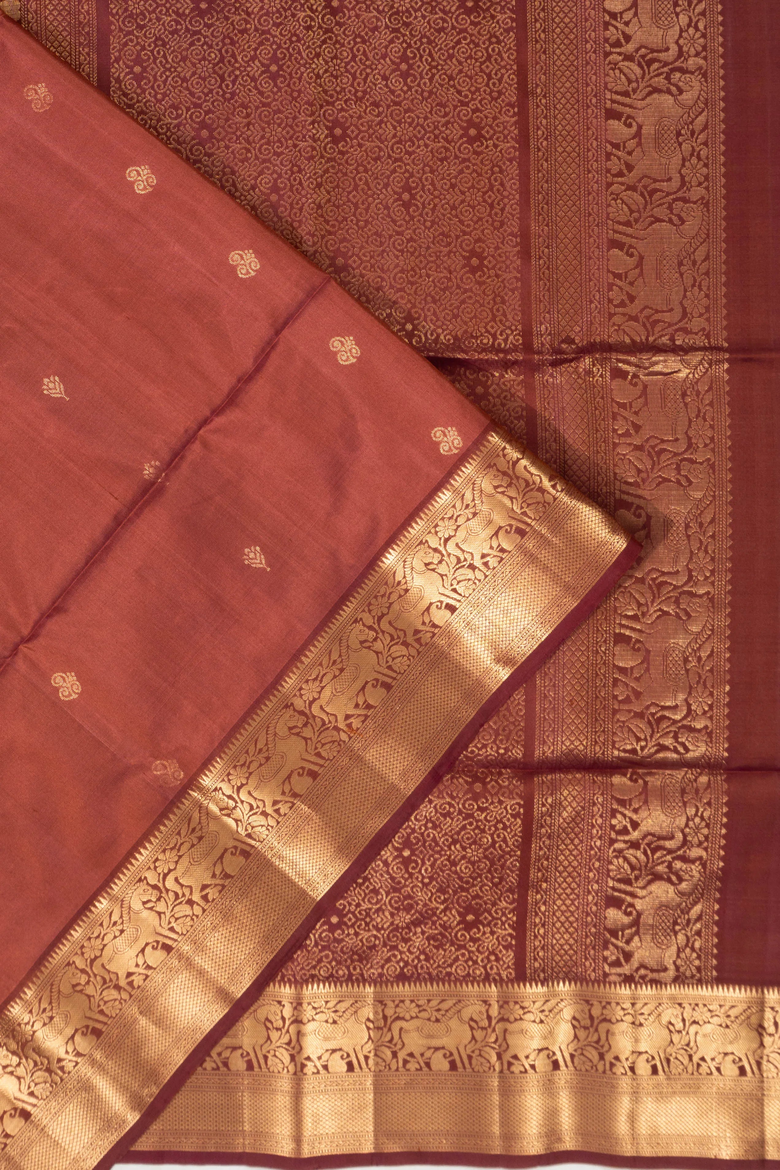 Coimbatore Soft Silk Butta Rust Orange Saree