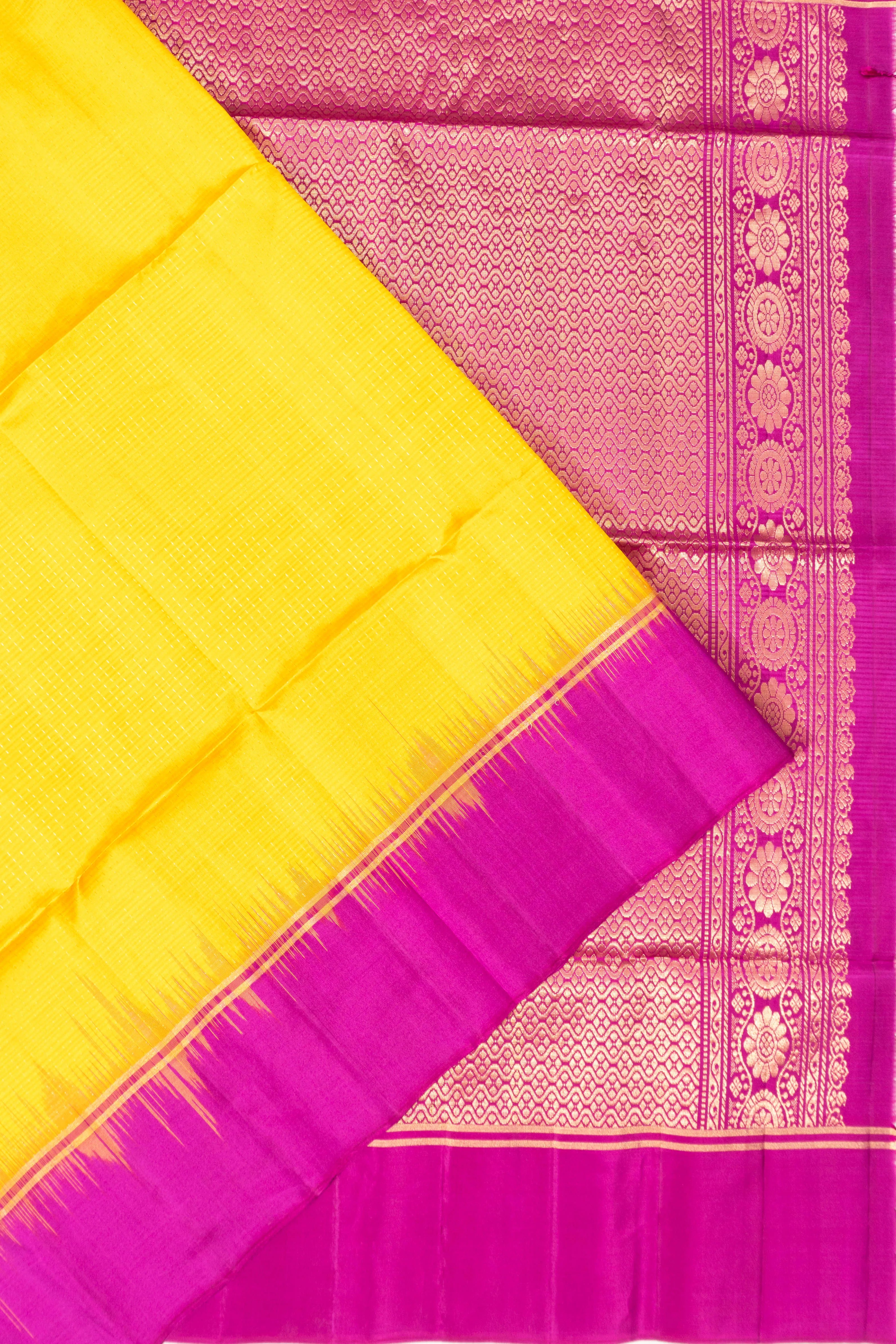 Coimbatore Soft Silk Checks Lemon Yellow Saree