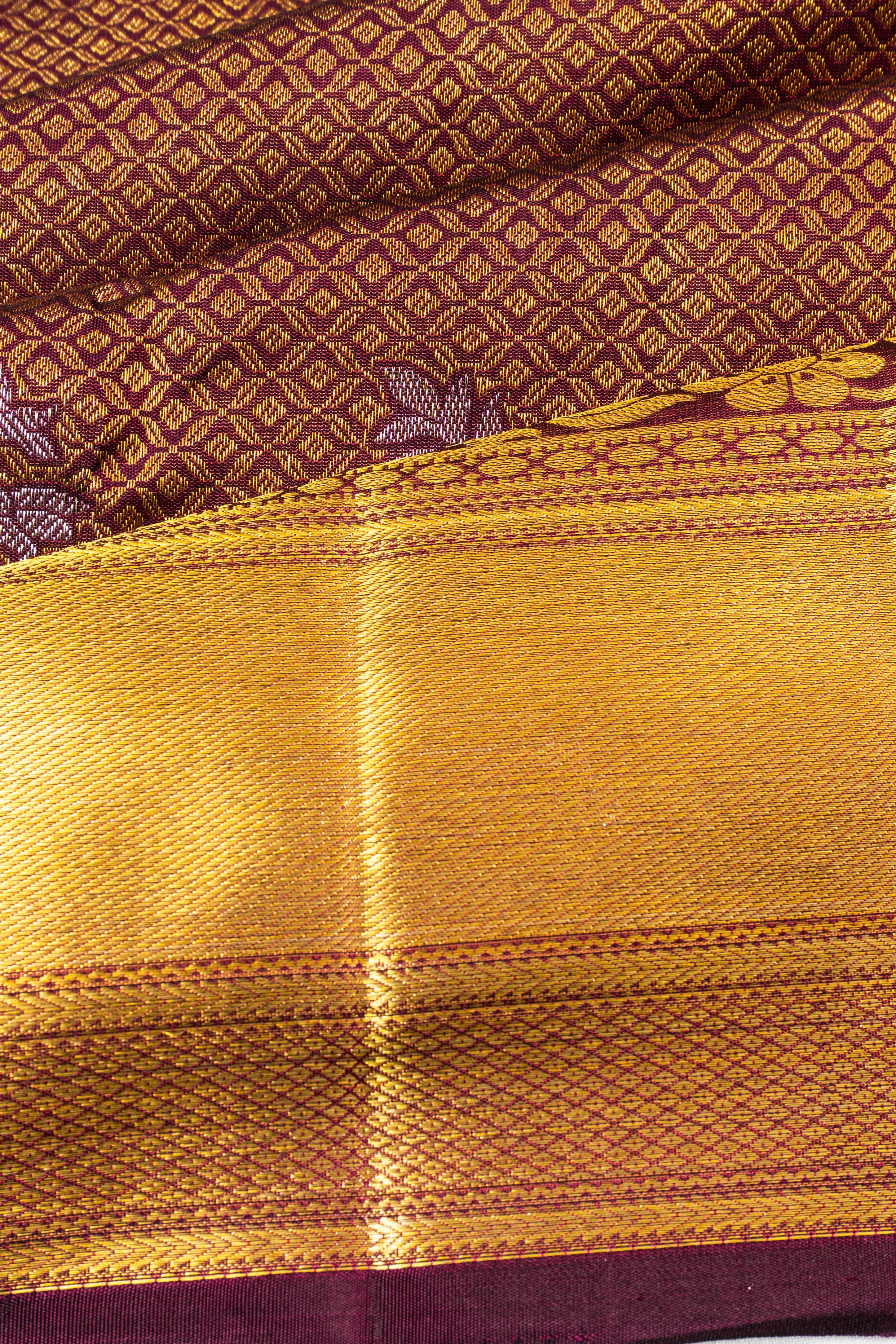 Kanchipuram Silk Brocade Maroon Saree