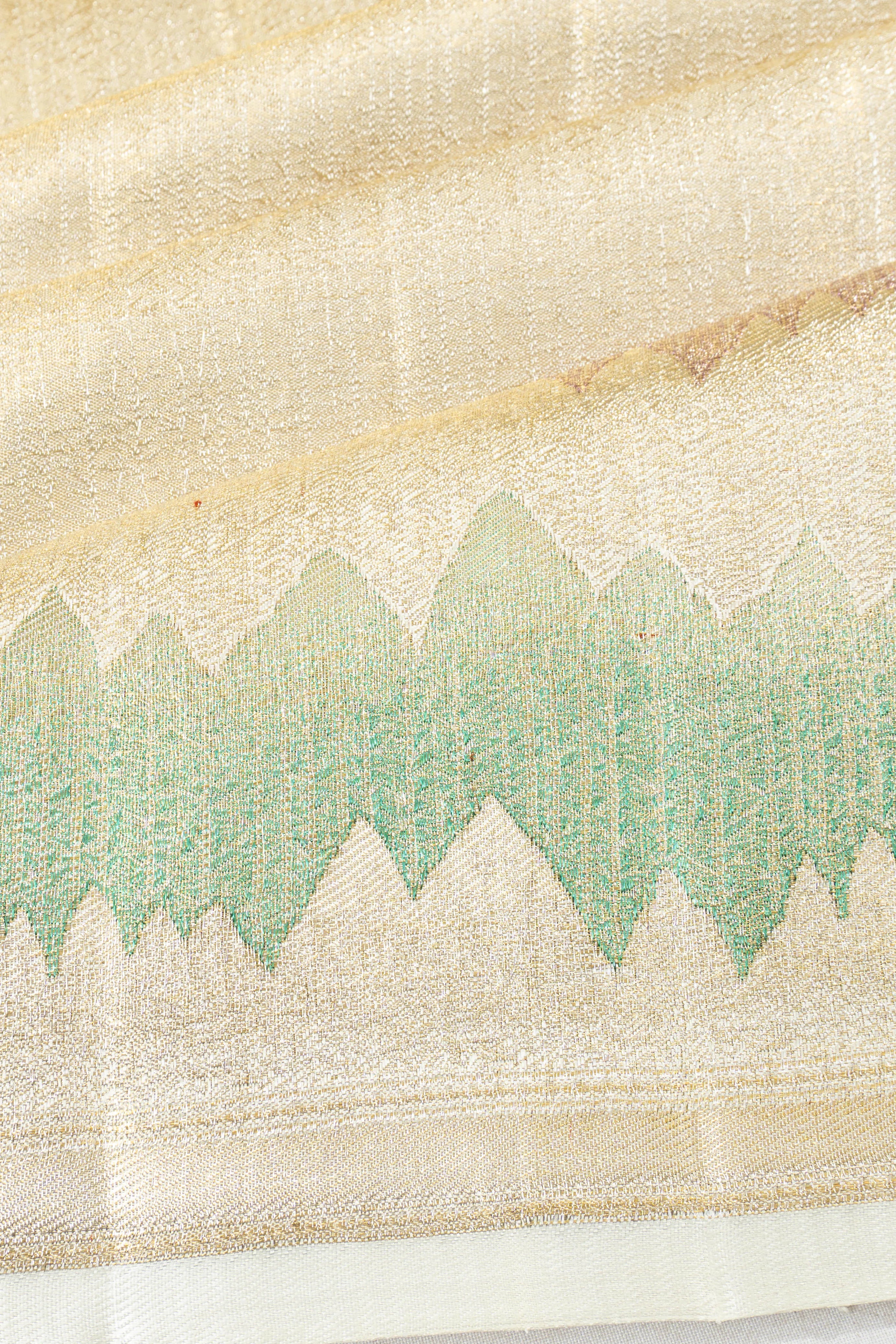 Kanchipuram Silk Tissue Brocade Silver Saree