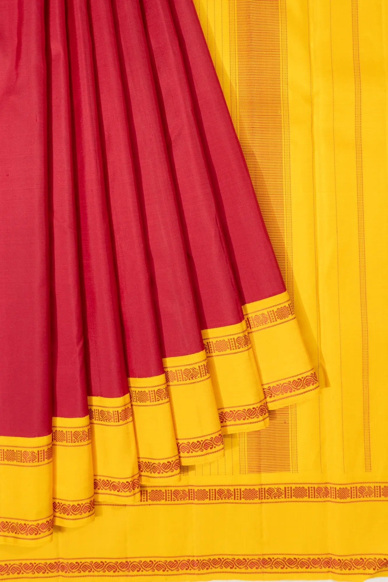 Kanchipuram Silk Plain Red Saree