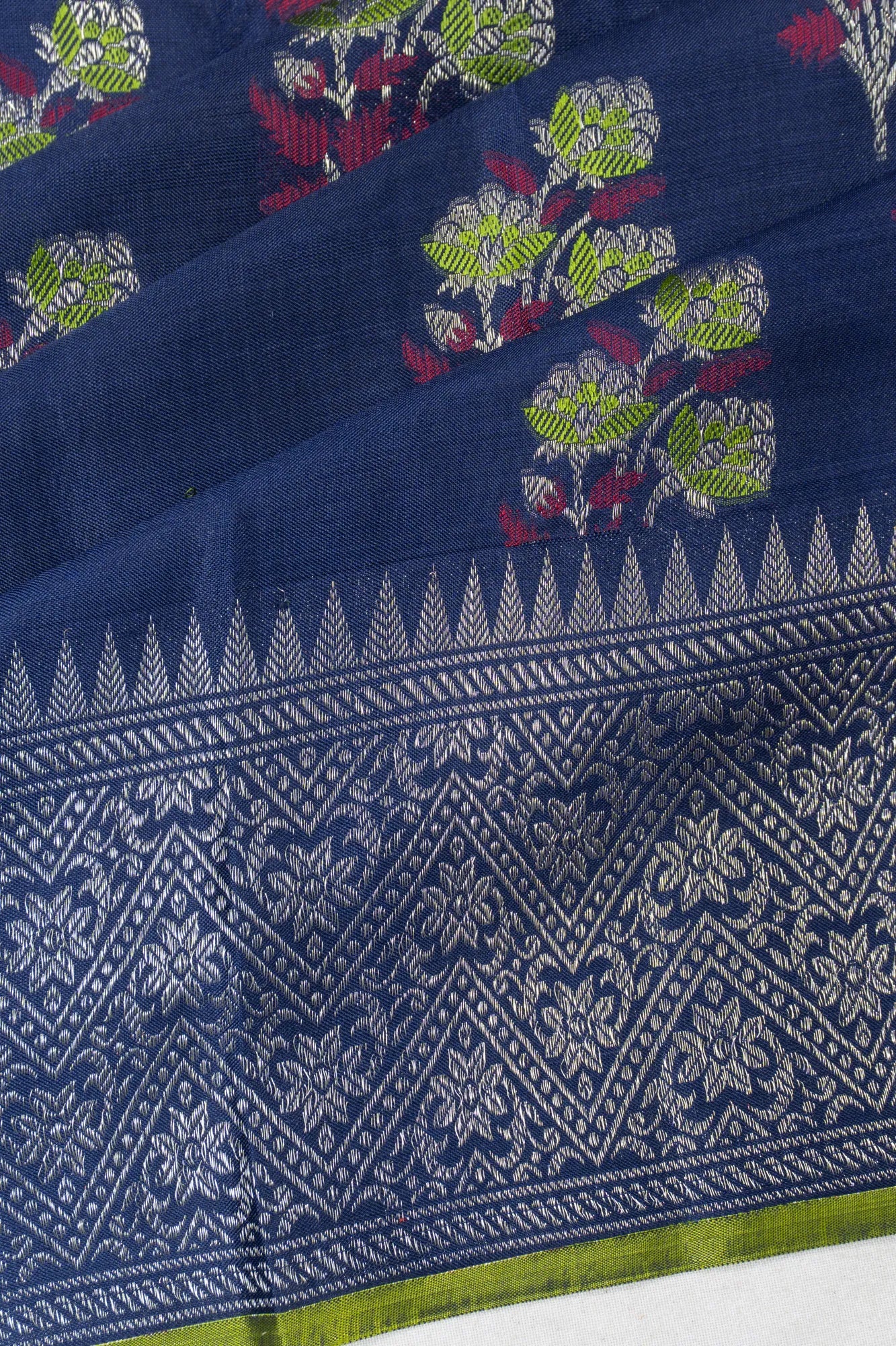 Kanchipuram Silk Butta Dark Blue Saree