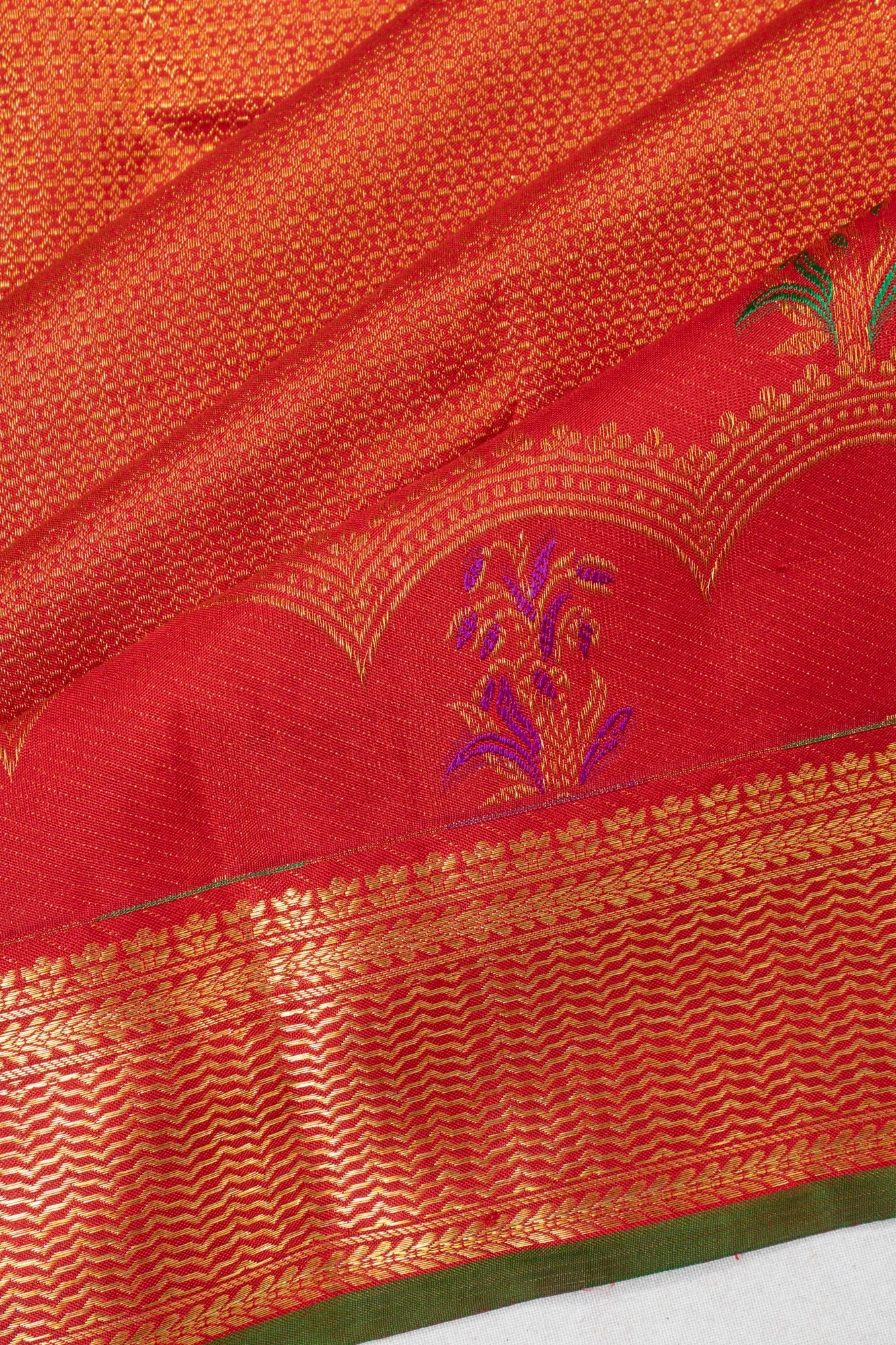 Taranga Kanchi Silk Tissue Brocade Red Saree