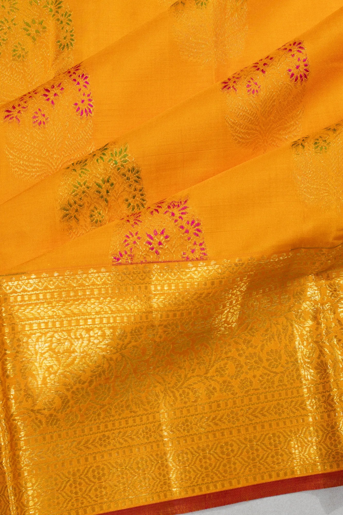 Kanchipuram Silk Butta Yellow Saree