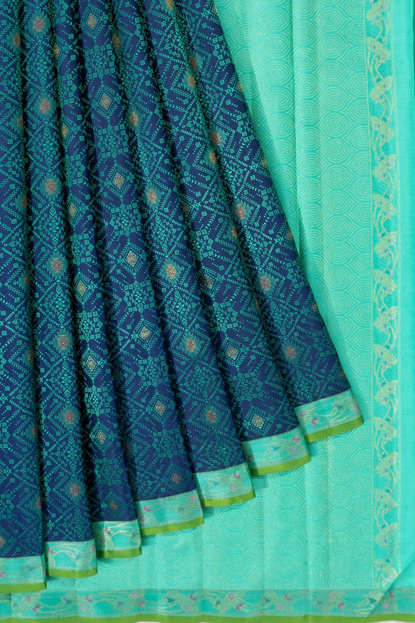 Kanchipuram Silk Brocade Dark Blue Saree