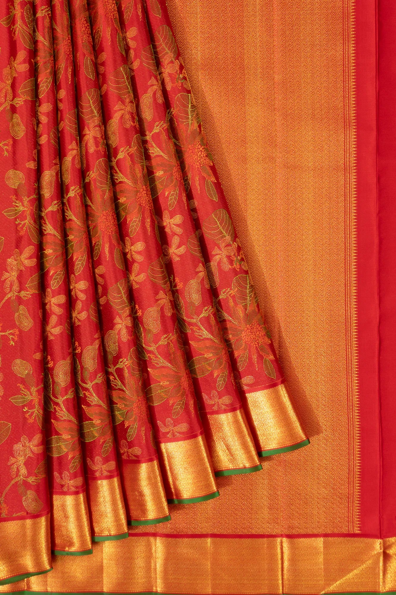Kanchipuram Silk Brocade Red Saree