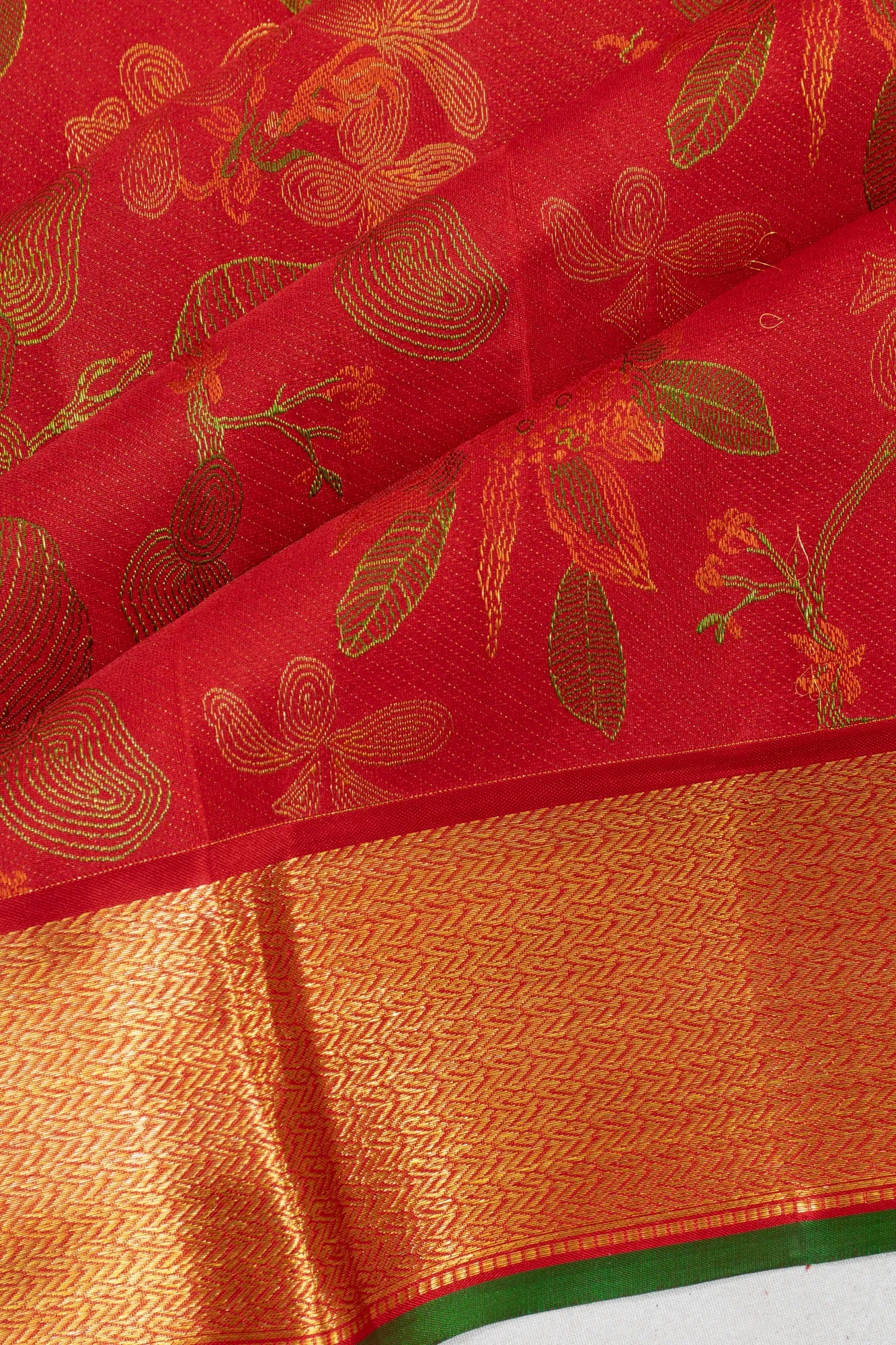 Kanchipuram Silk Brocade Red Saree